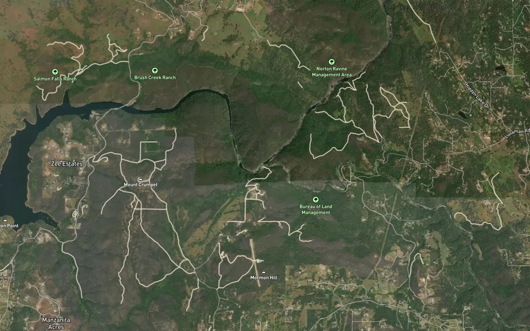 Satellite map of the Weber Creek