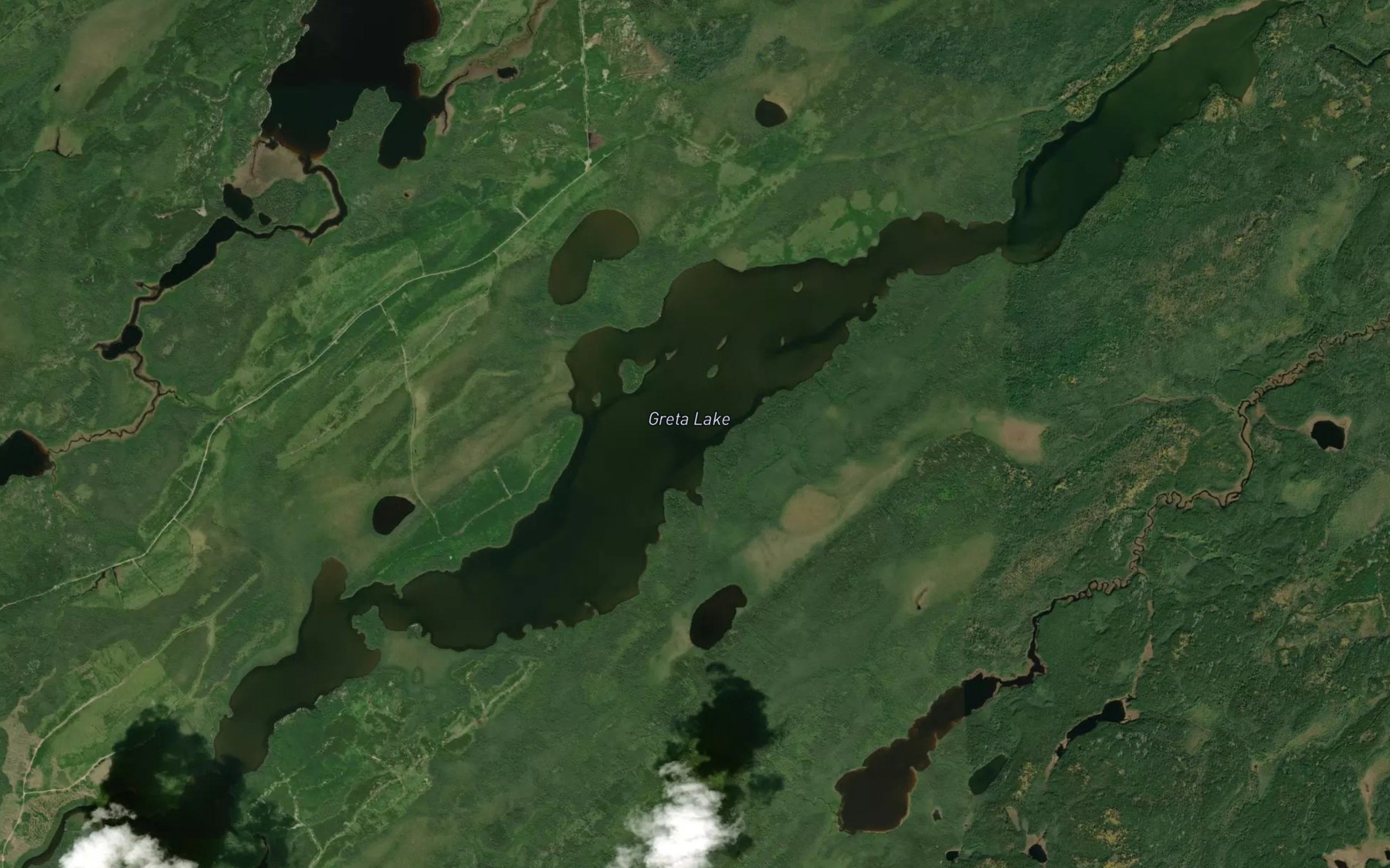 Satellite map of the Greta Lake