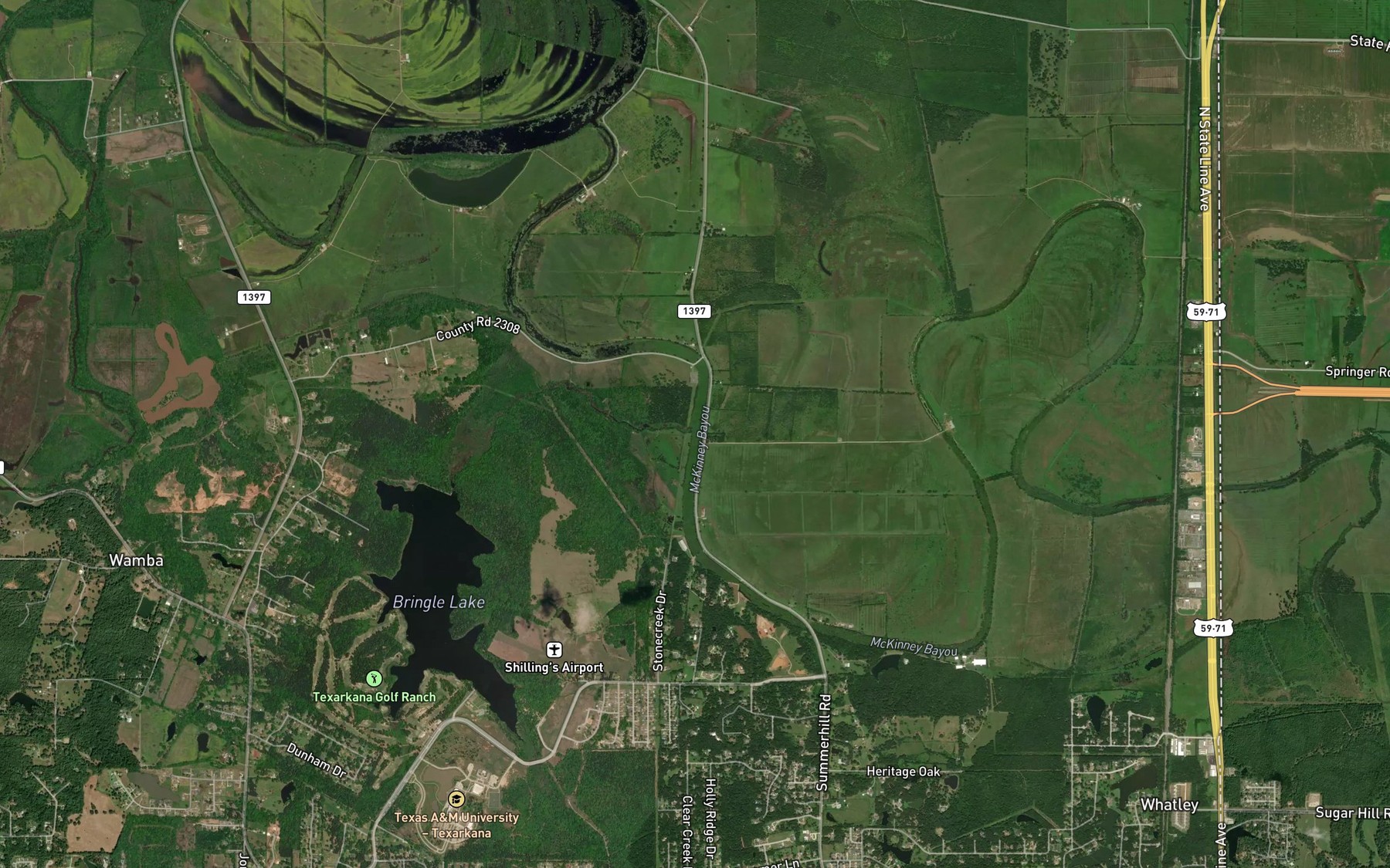 Satellite map of the Clear Creek