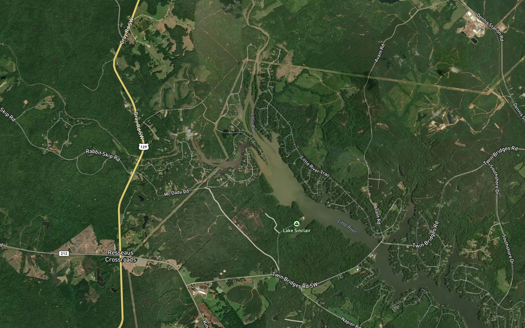 Satellite map of the Murder Creek