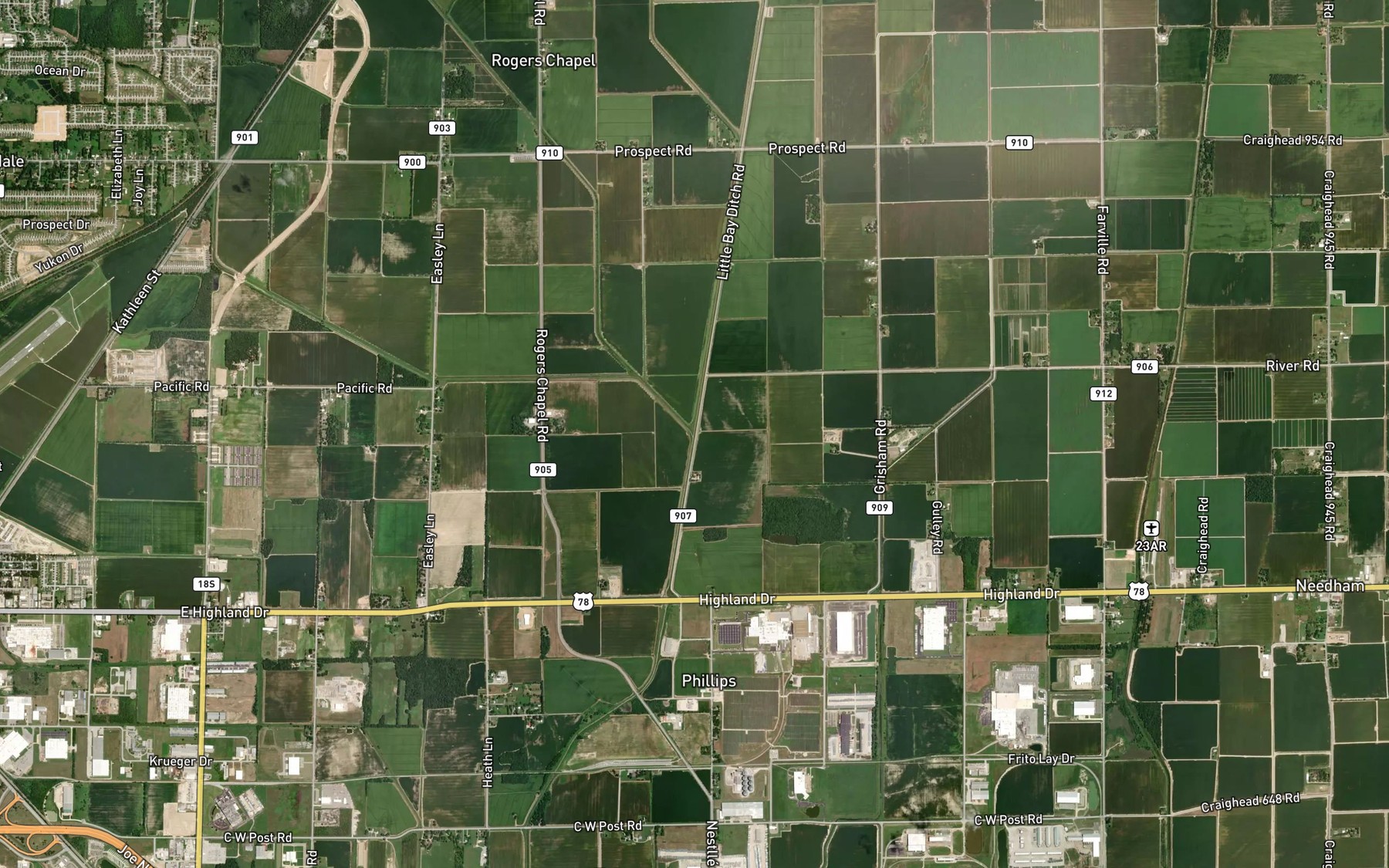 Satellite map of the Bridger Creek