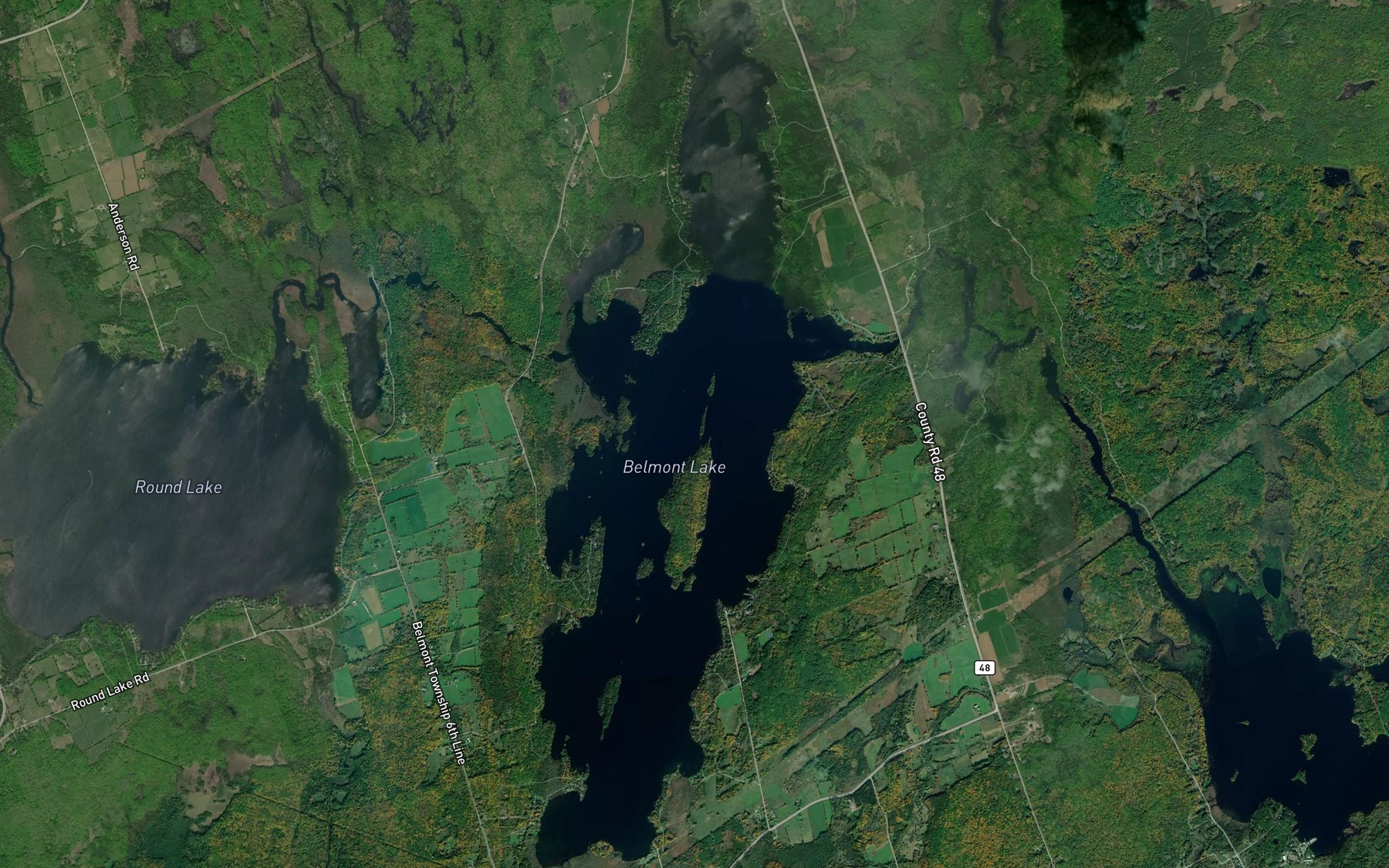 Satellite map of the Belmont Lake