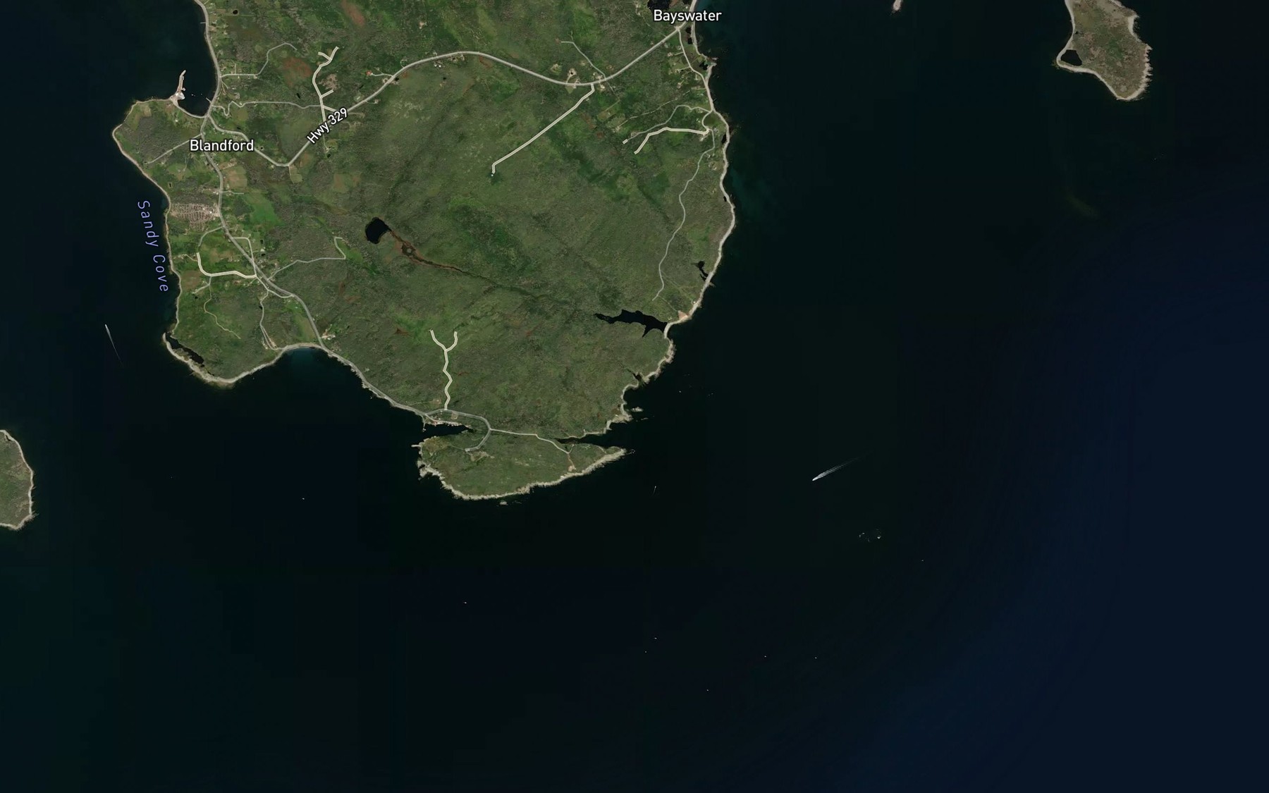 Satellite map of the Broad Cove