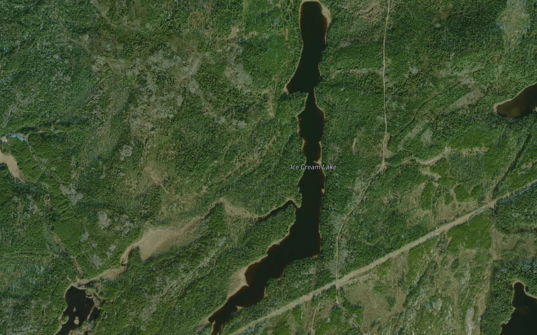 Satellite map of the Ice Cream Lake