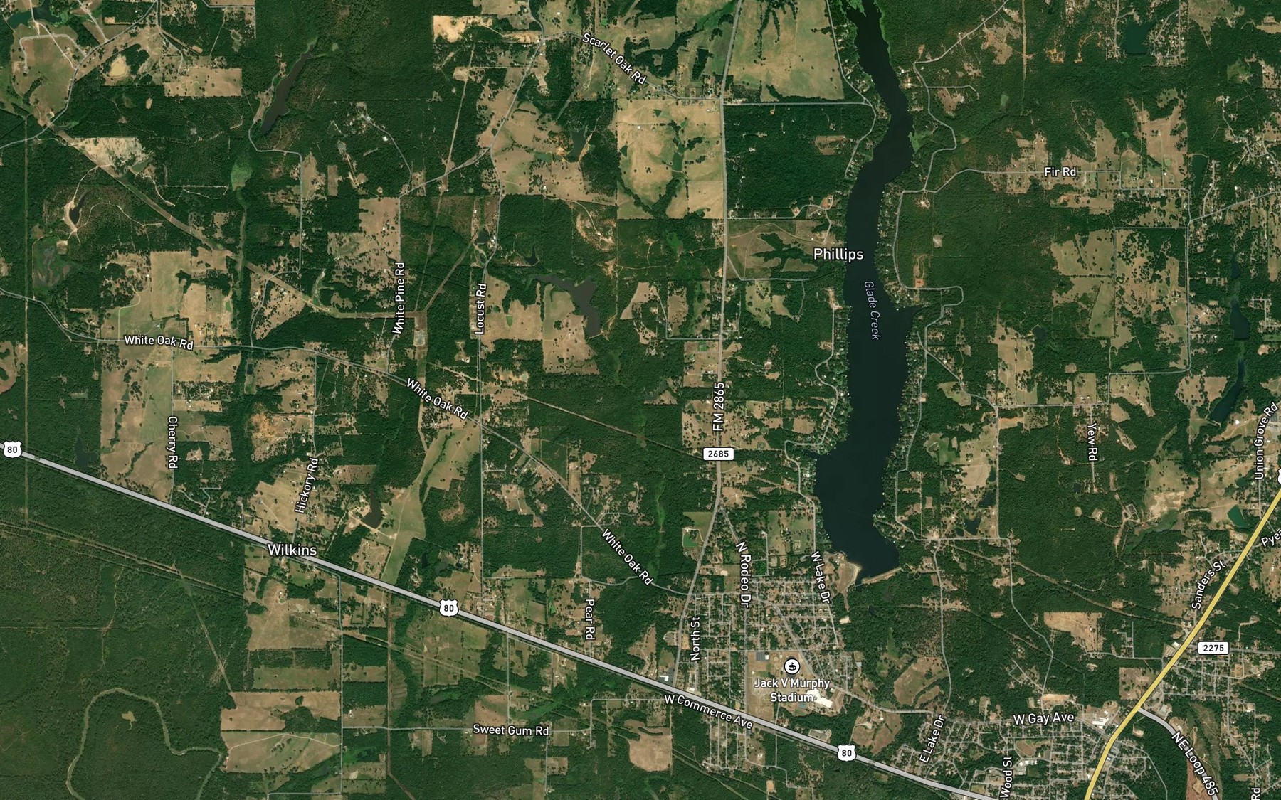 Satellite map of the Dry Branch