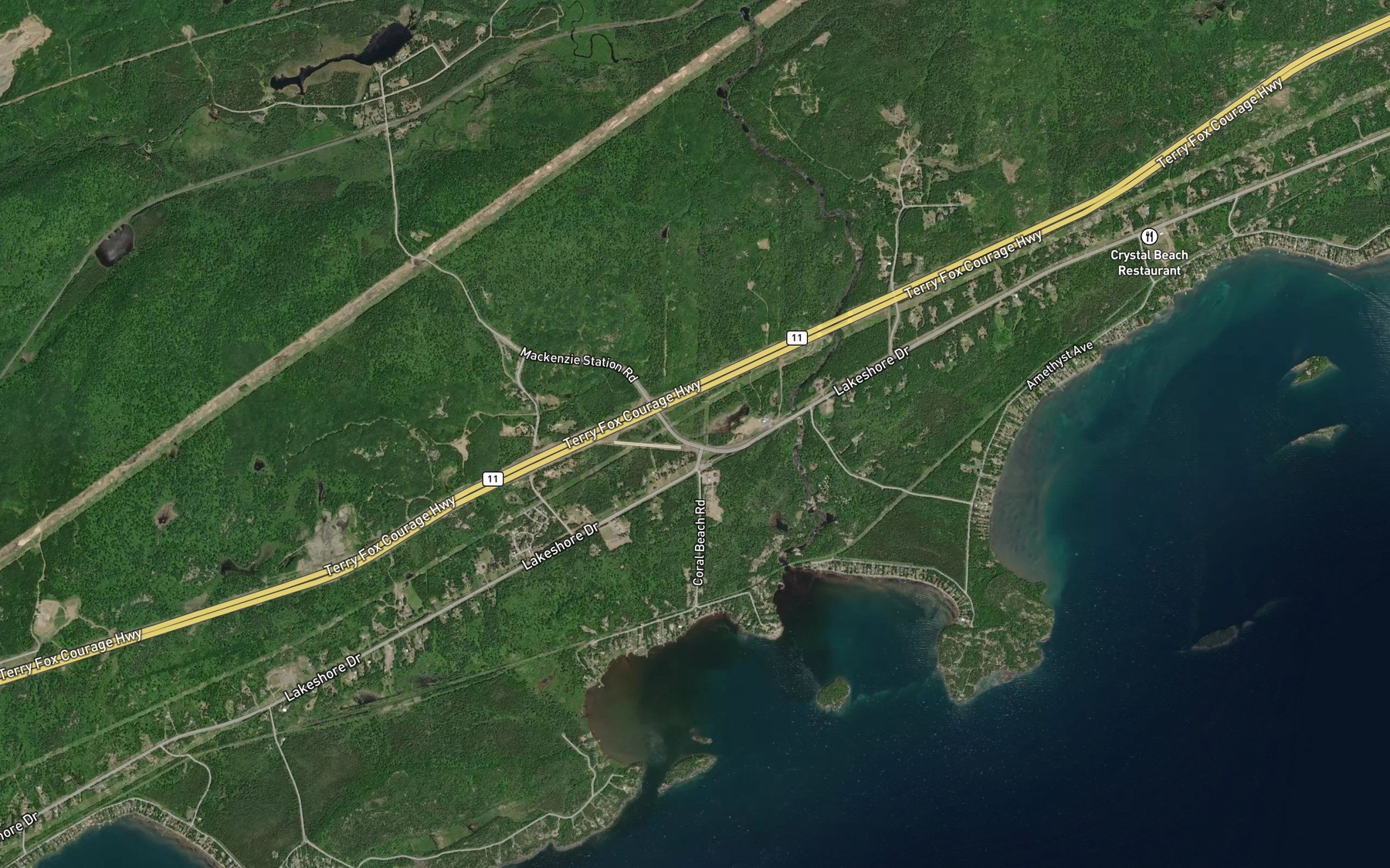 Satellite map of the Mackenzie Bay