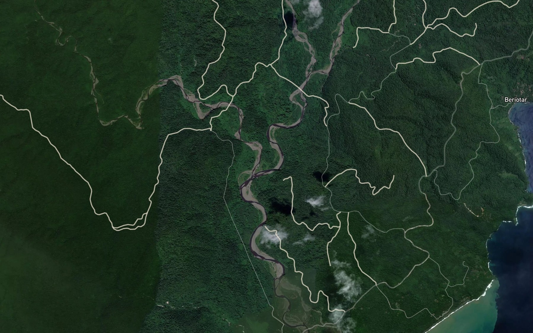 Satellite map of the Aiawan River