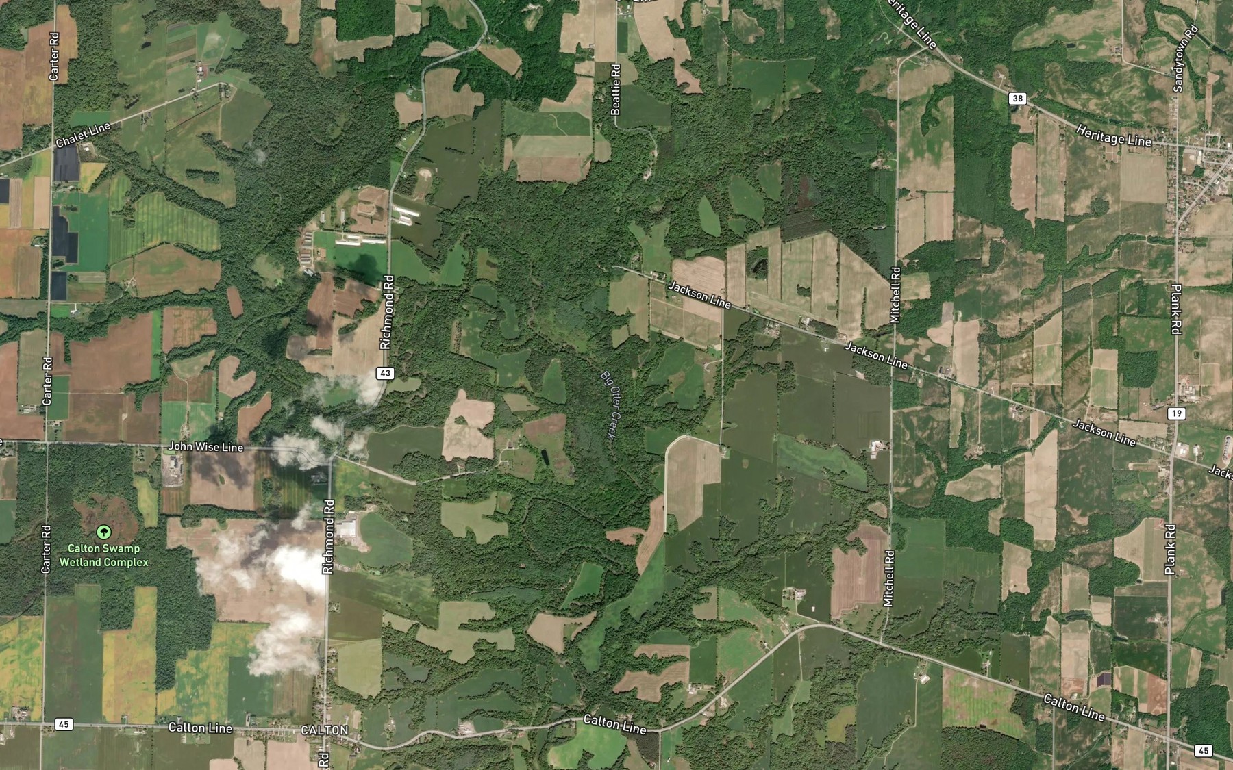 Satellite map of the Little Otter Creek