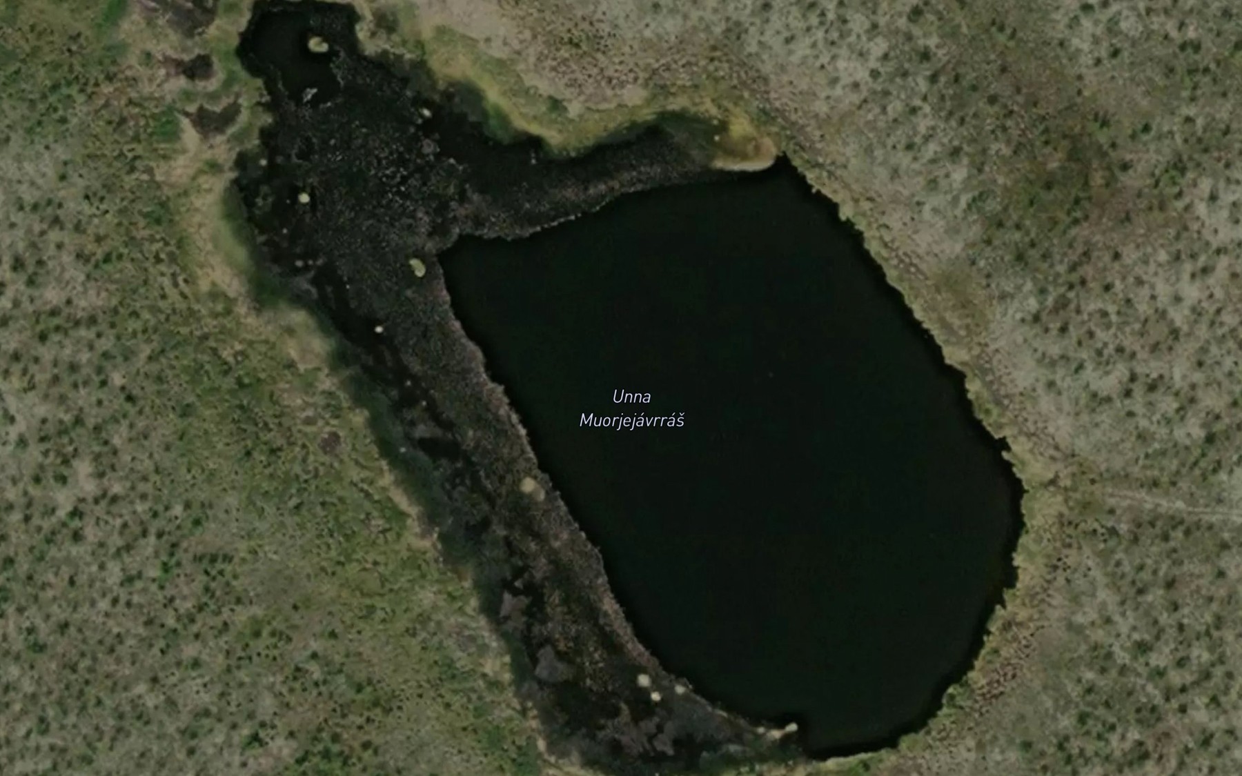 Satellite map of the Unna Muorjejavrras