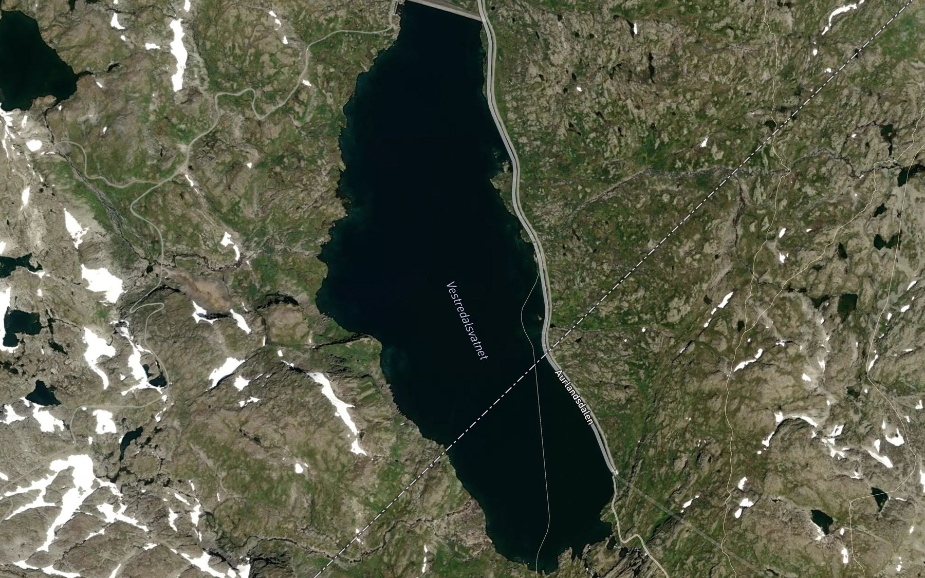 Satellite map of the Vestredalstjorna