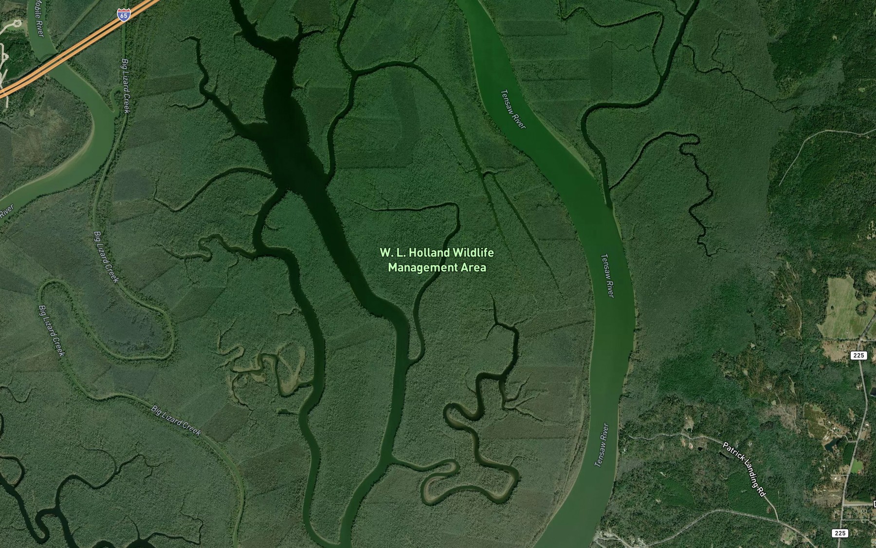 Satellite map of the Owl Creek