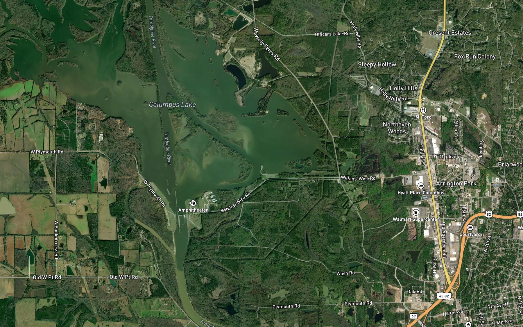 Satellite map of the East Bank Landing