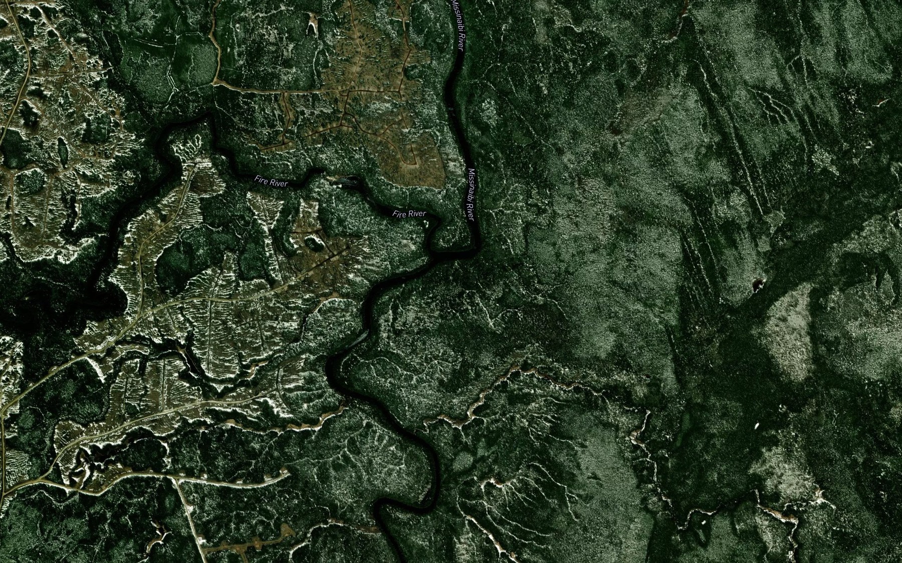 Satellite map of the Fire River