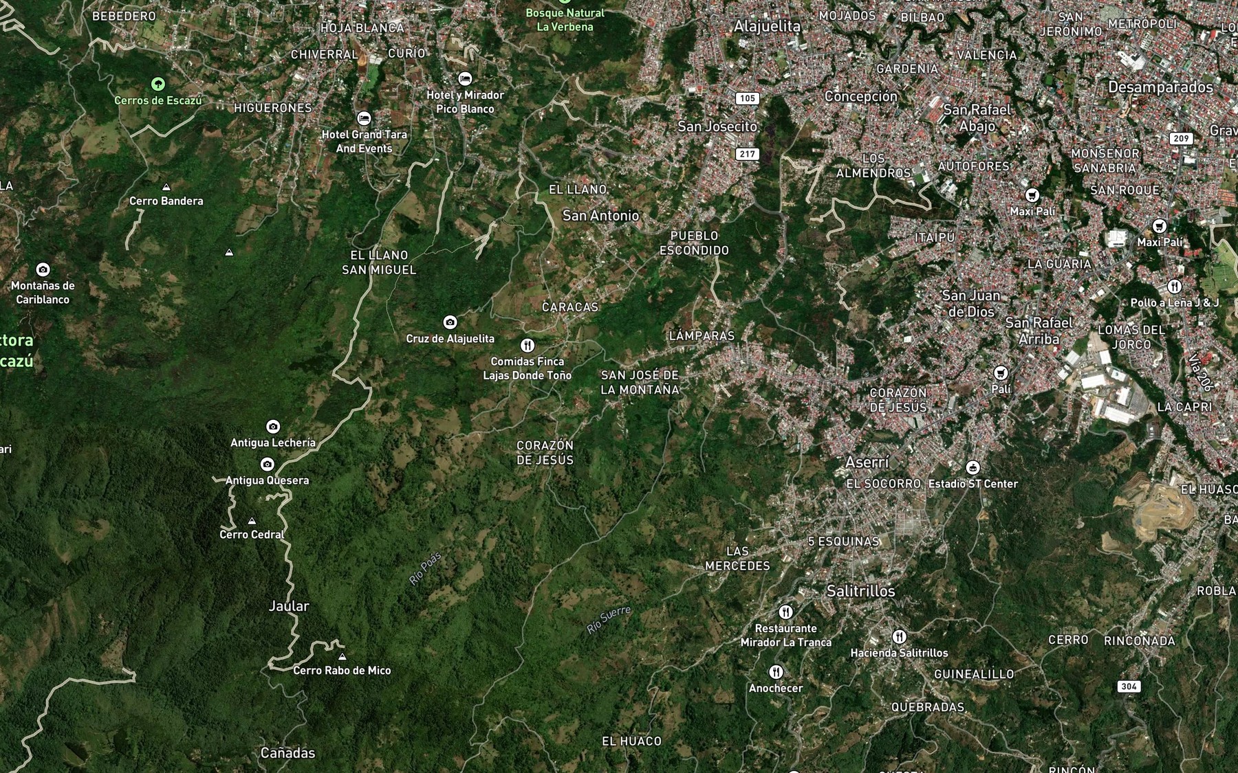 Satellite map of the Quebrada Azahar