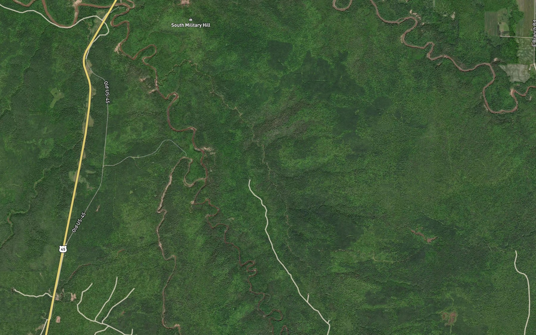 Satellite map of the Lane Creek