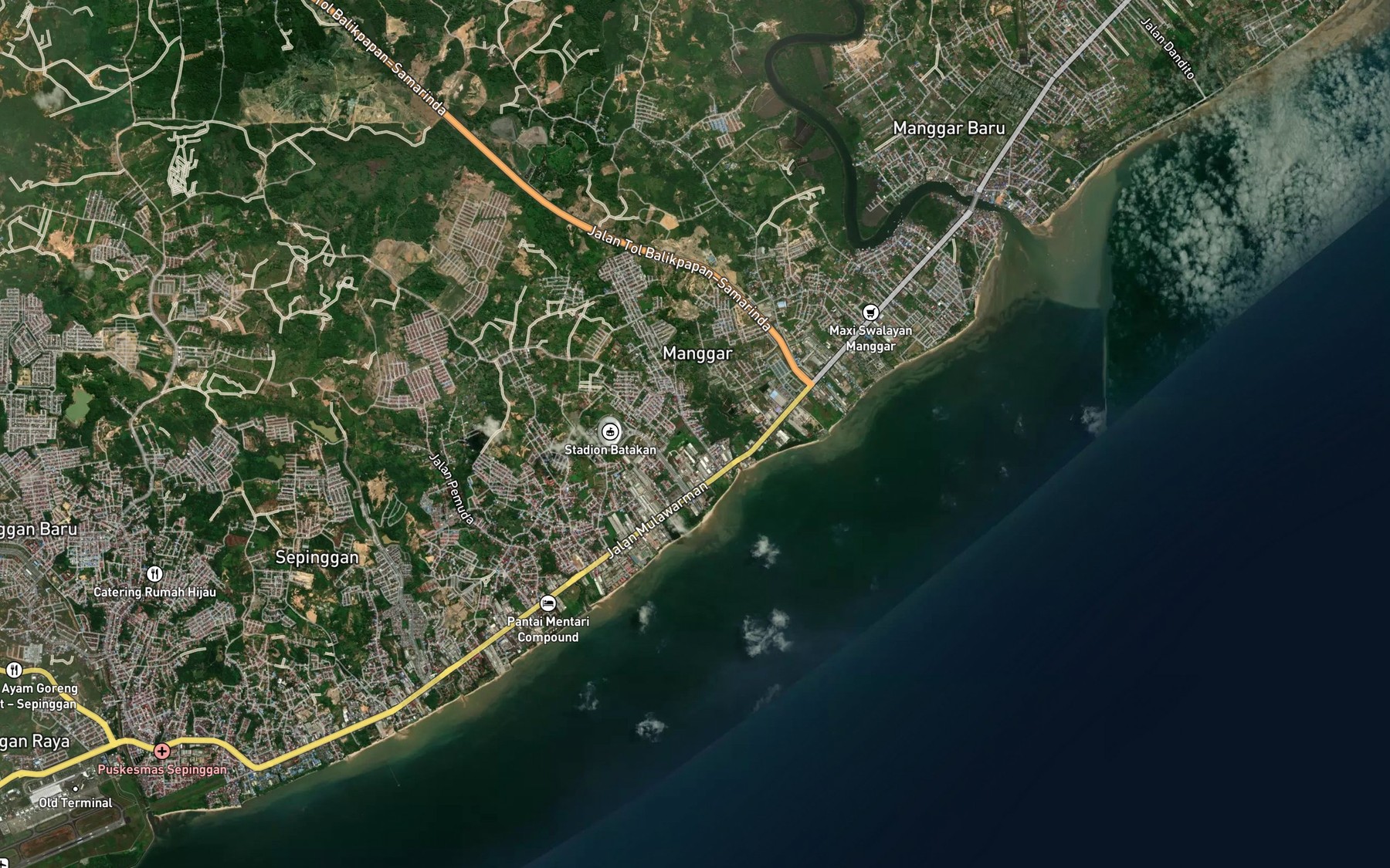 Satellite map of the Sungai Manggar Kecil