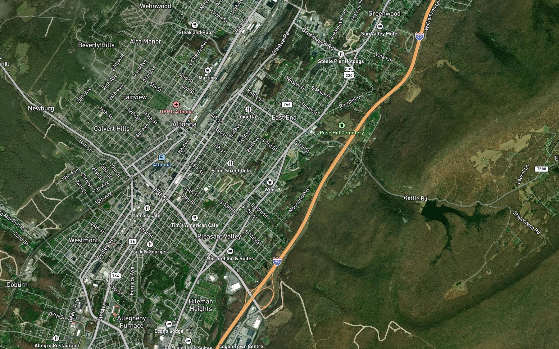 Satellite map of the Marauders Run