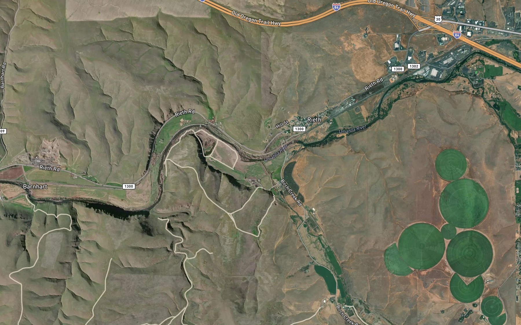 Satellite map of the Birch Creek