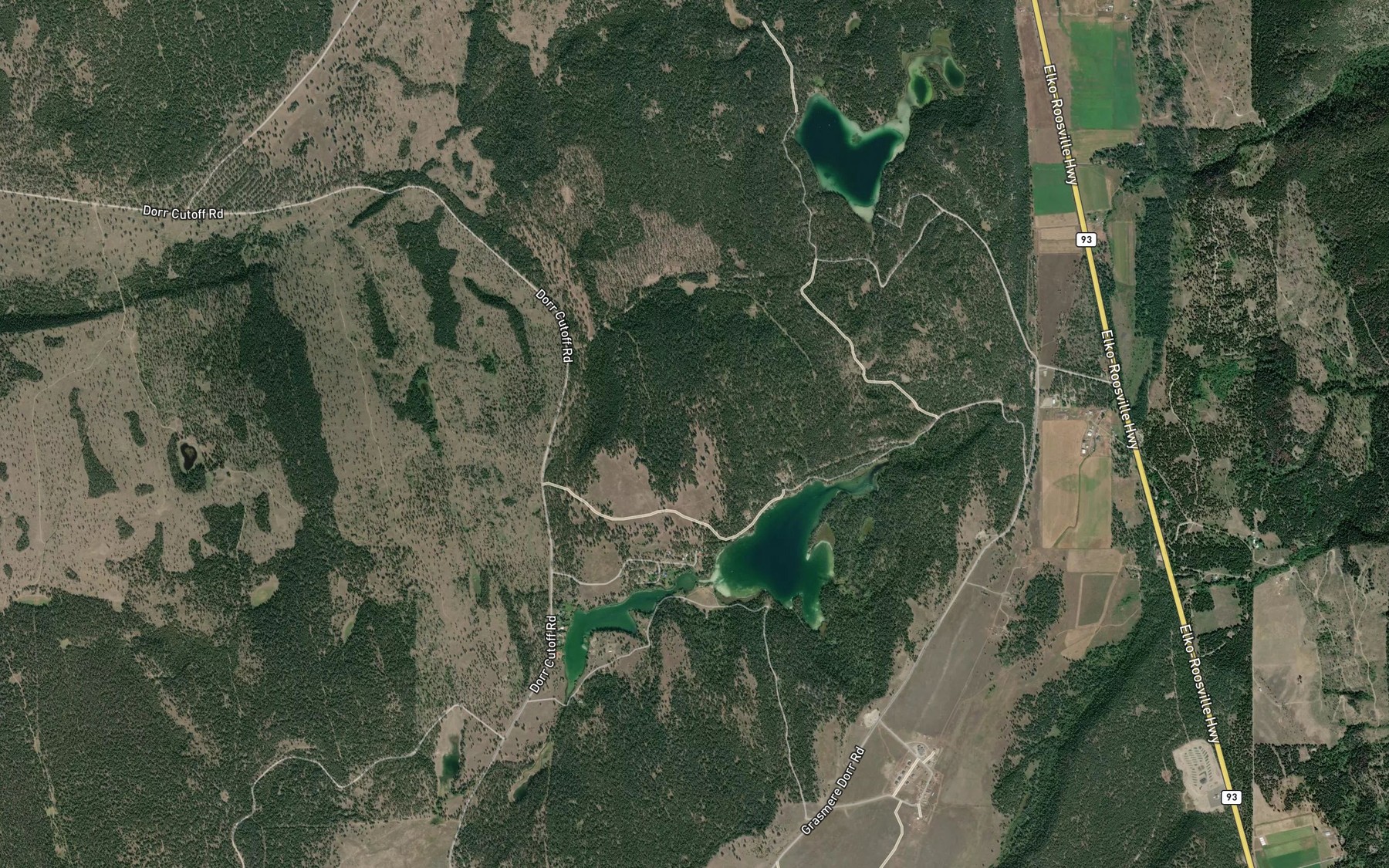 Satellite map of the Edwards Lakes