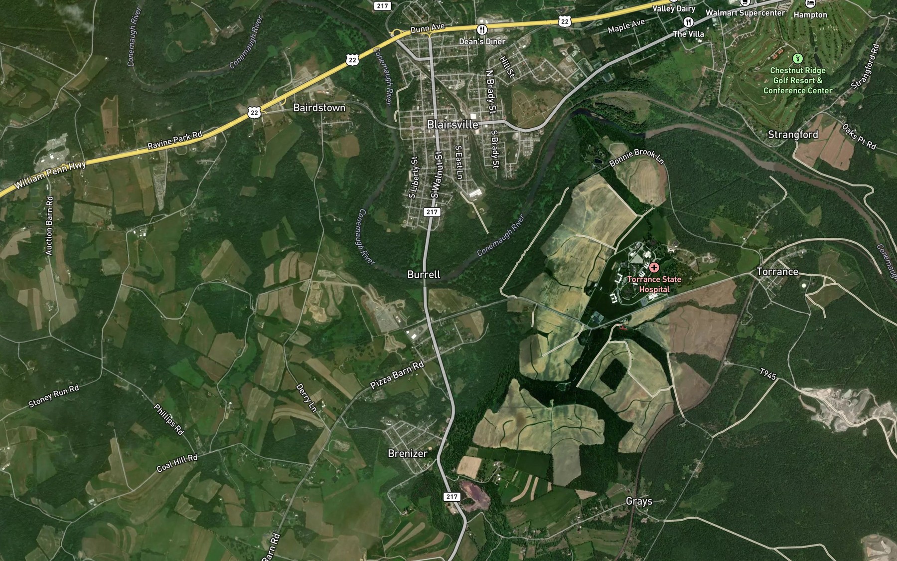 Satellite map of the McGee Run