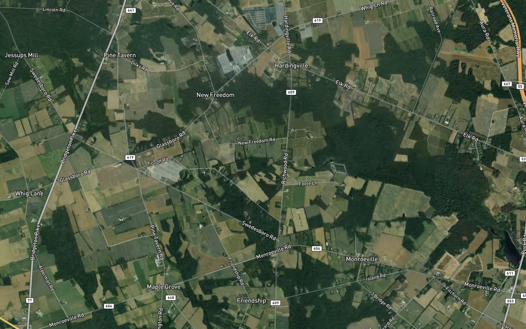 Satellite map of the Loggerhead Pond