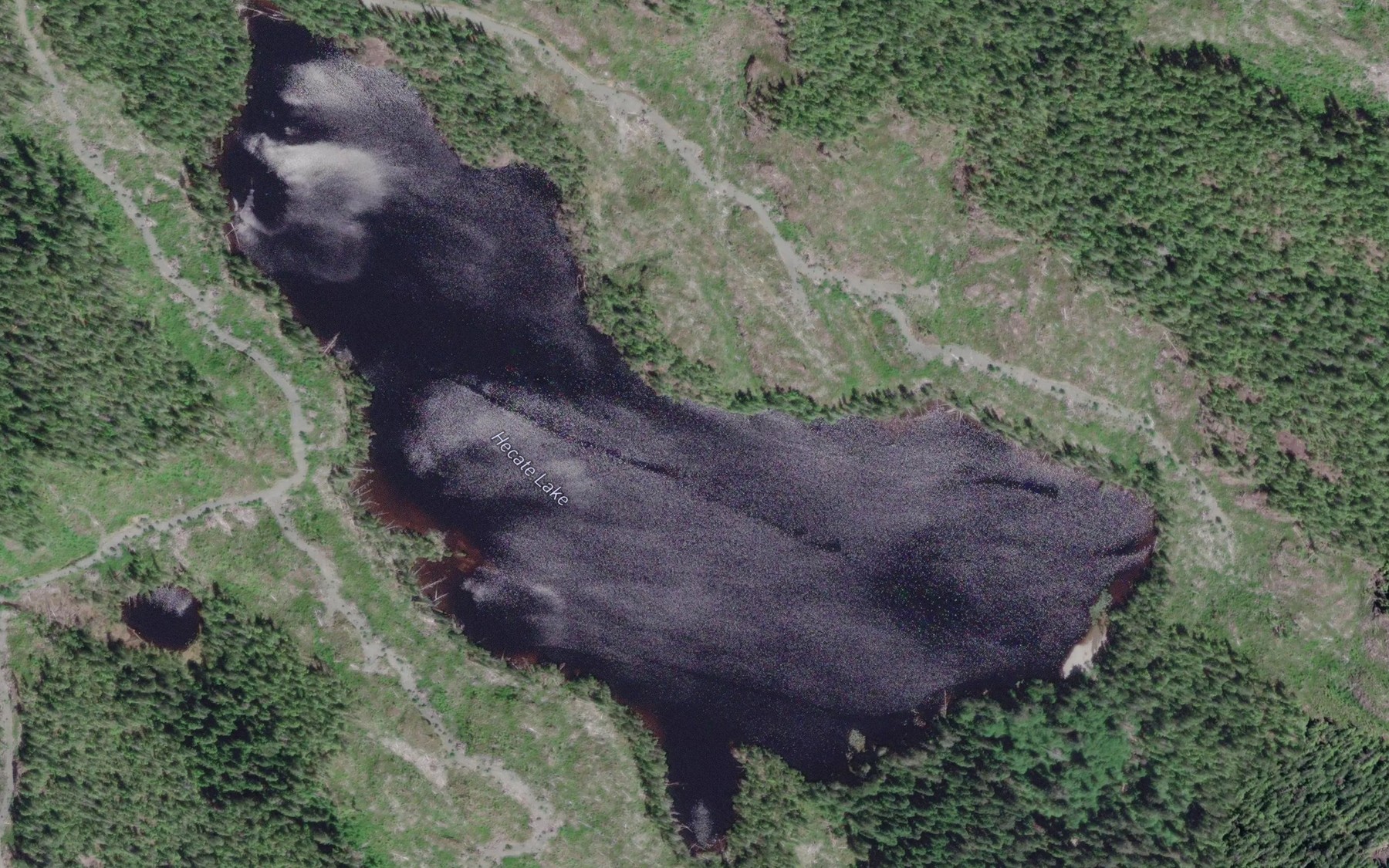 Satellite map of the Hecate Lake
