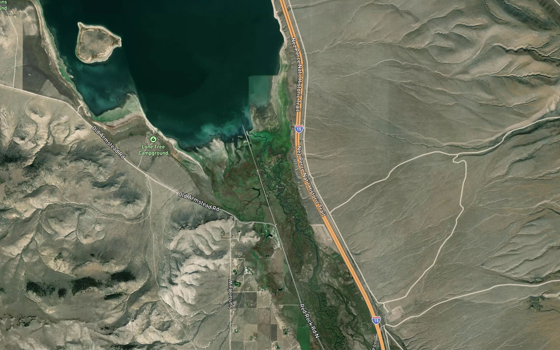Satellite map of the Red Rock River