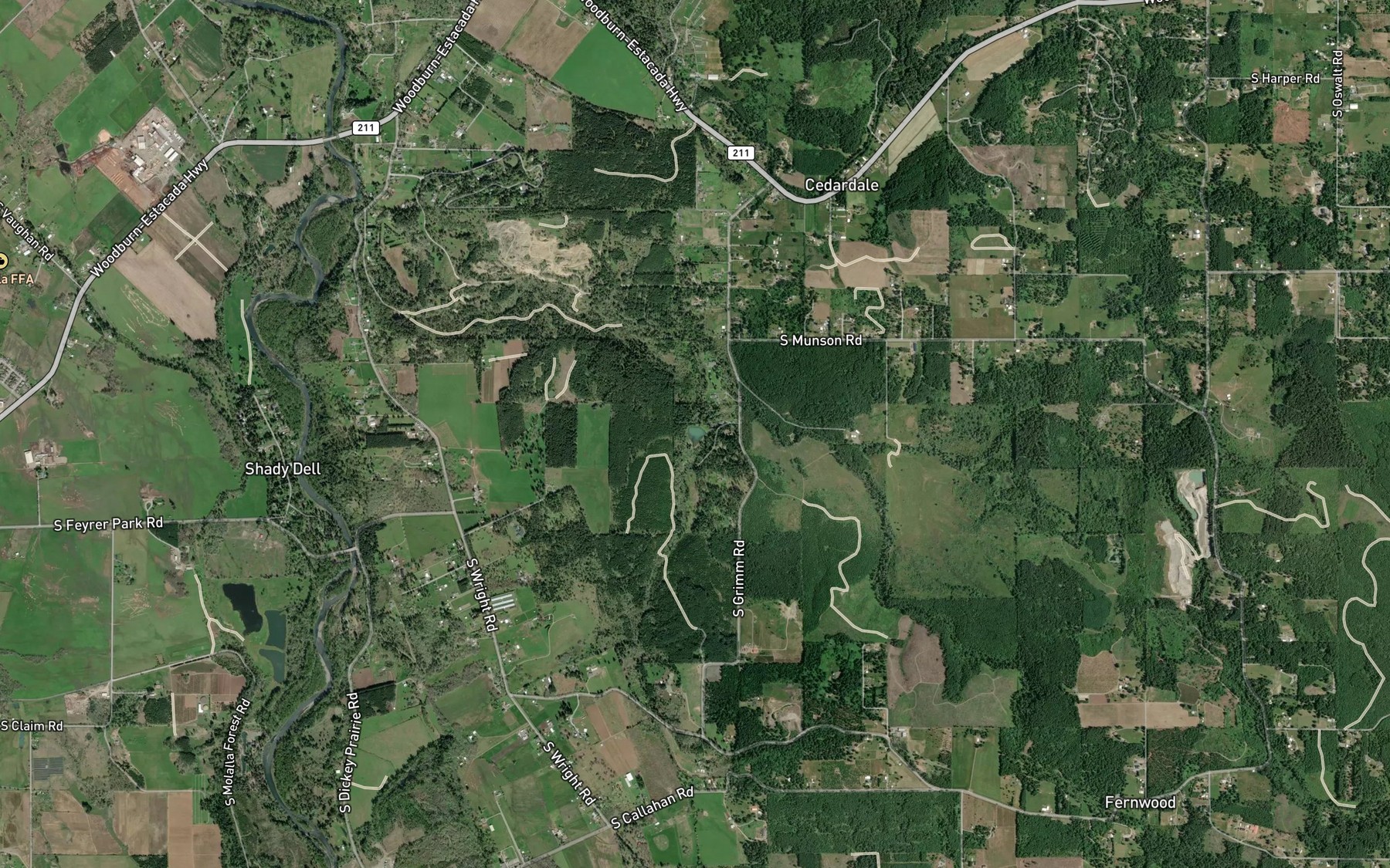 Satellite map of the Cedar Grove Lake