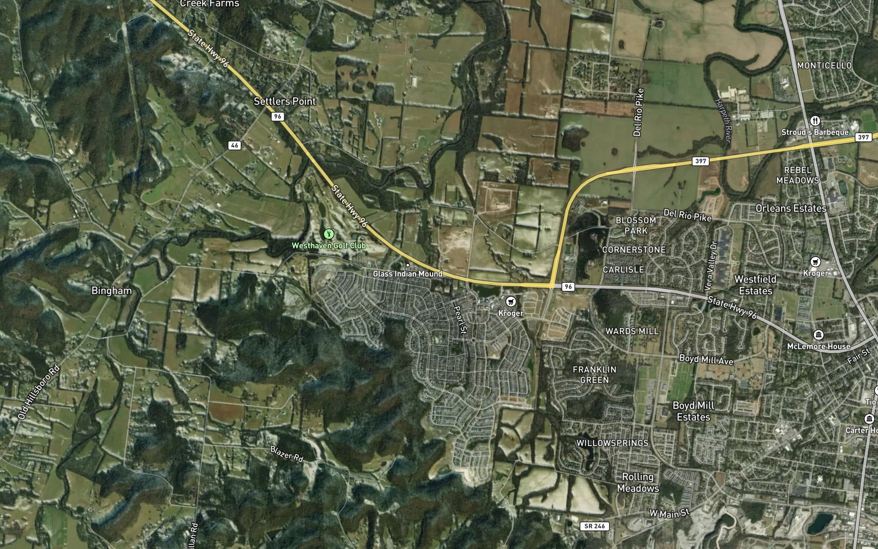 Satellite map of the Glass Spring