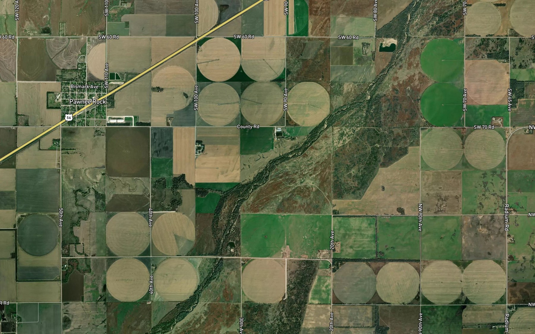 Satellite map of the Ash Creek