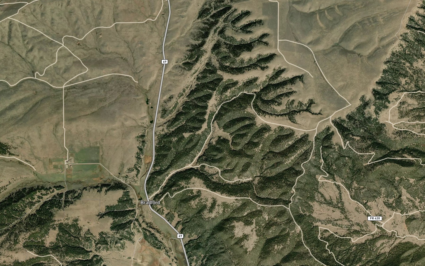 Satellite map of the Cedar Spring
