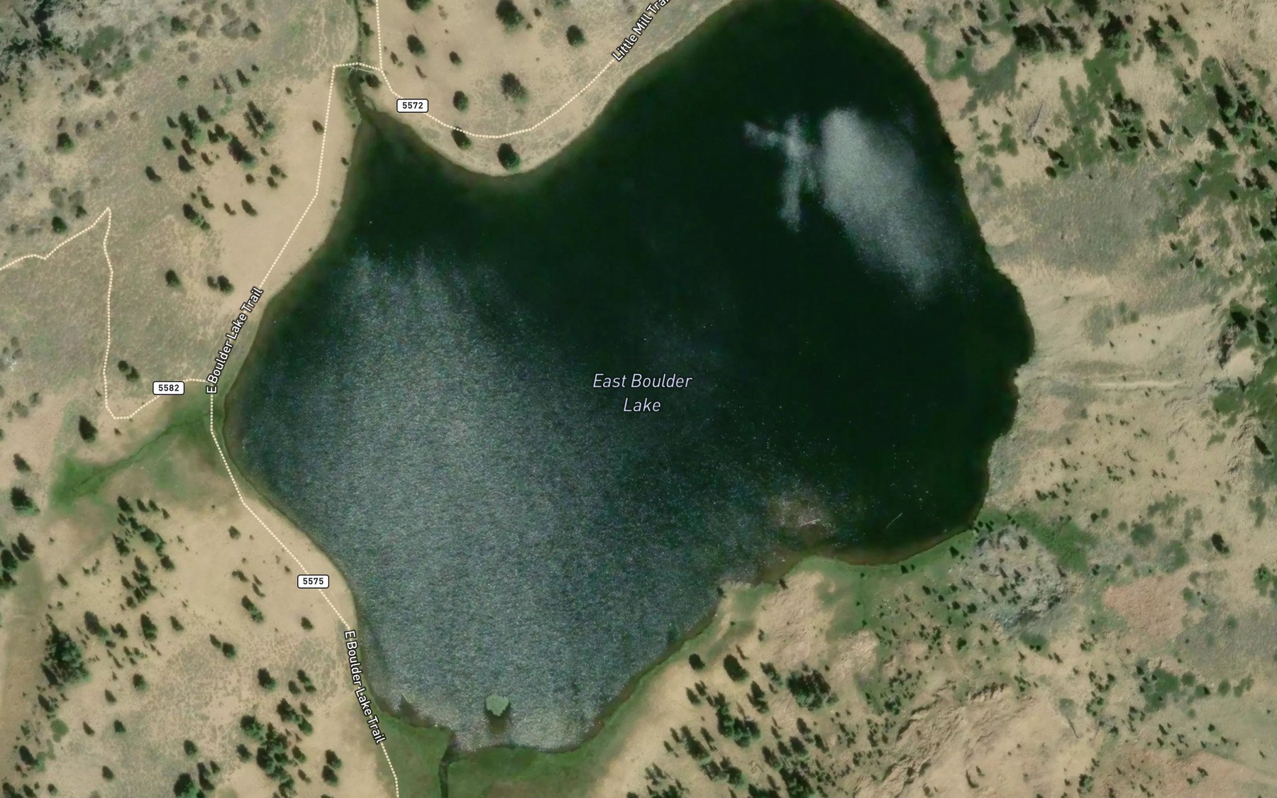 Satellite map of the East Boulder Lake