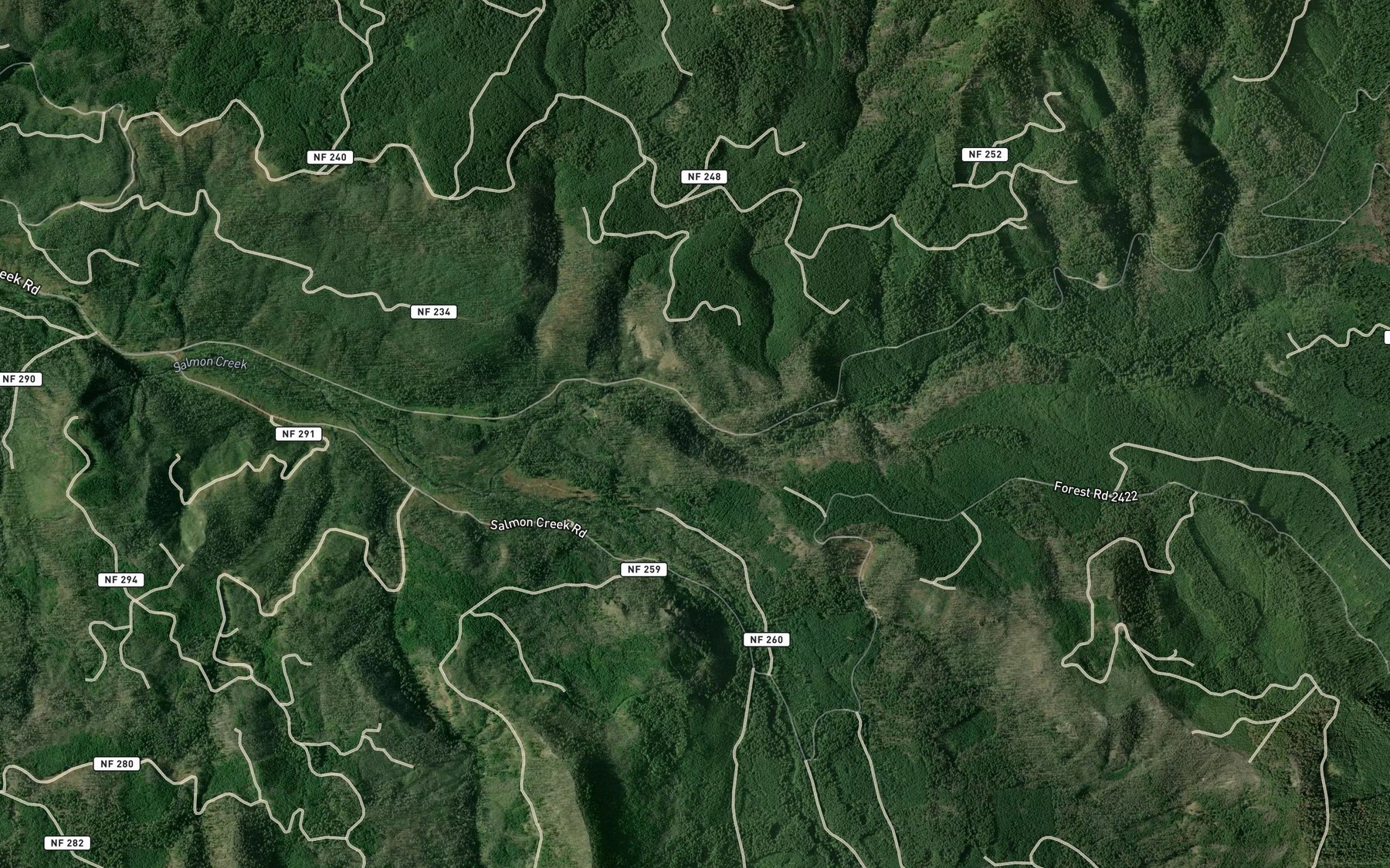 Satellite map of the Boomer Creek