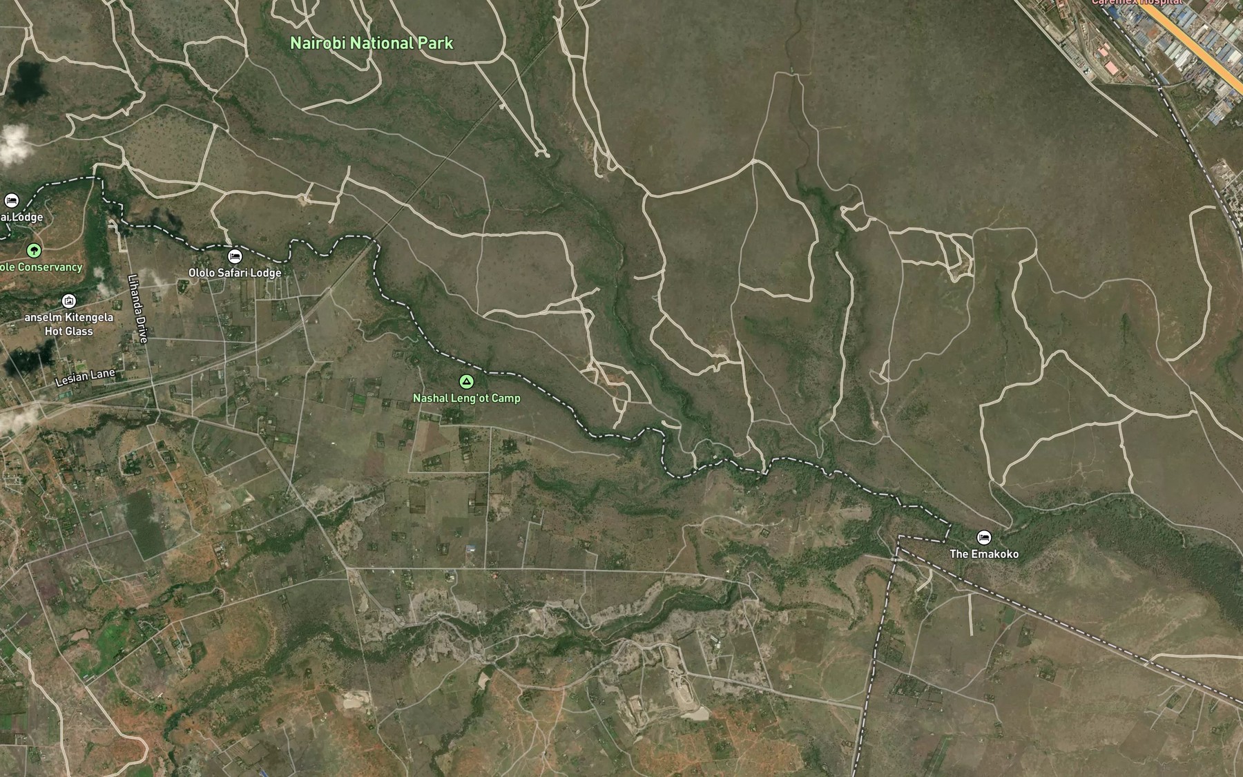 Satellite map of the Mokoyeti