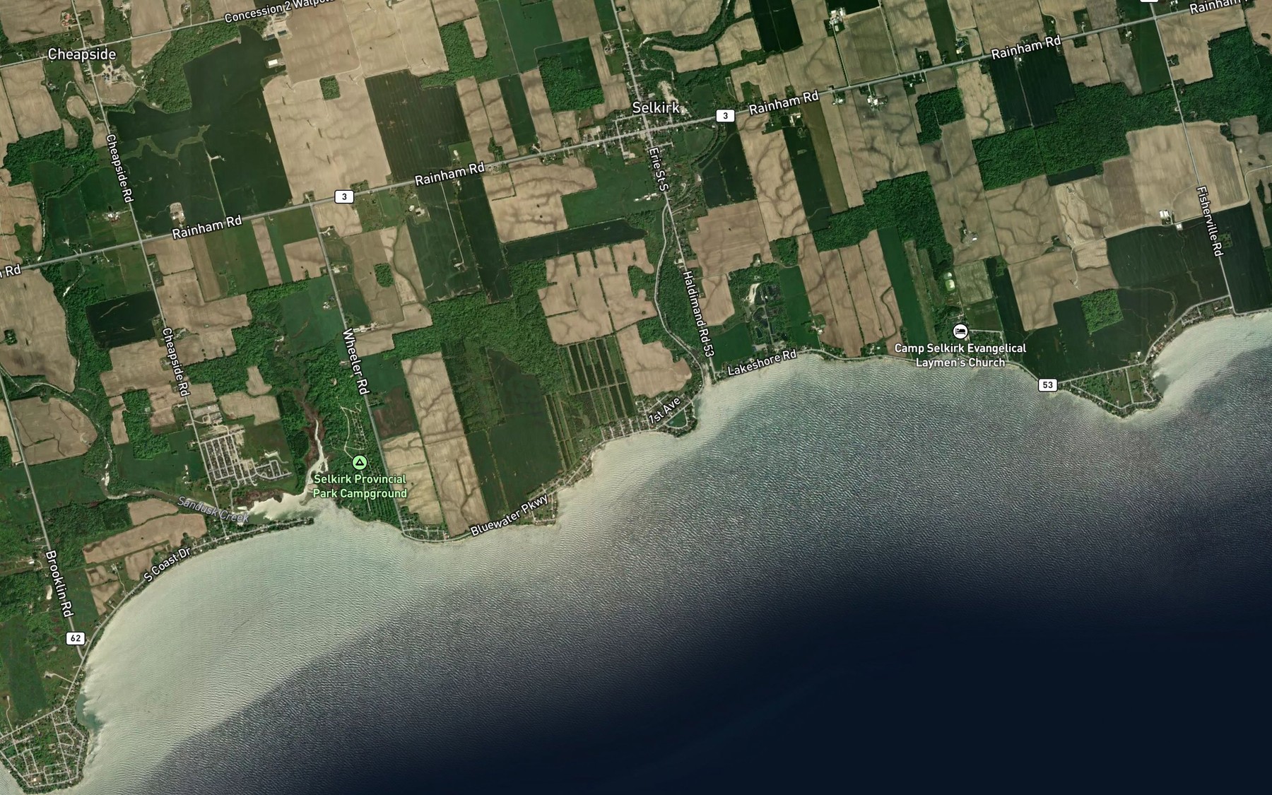 Satellite map of the Stoney Creek