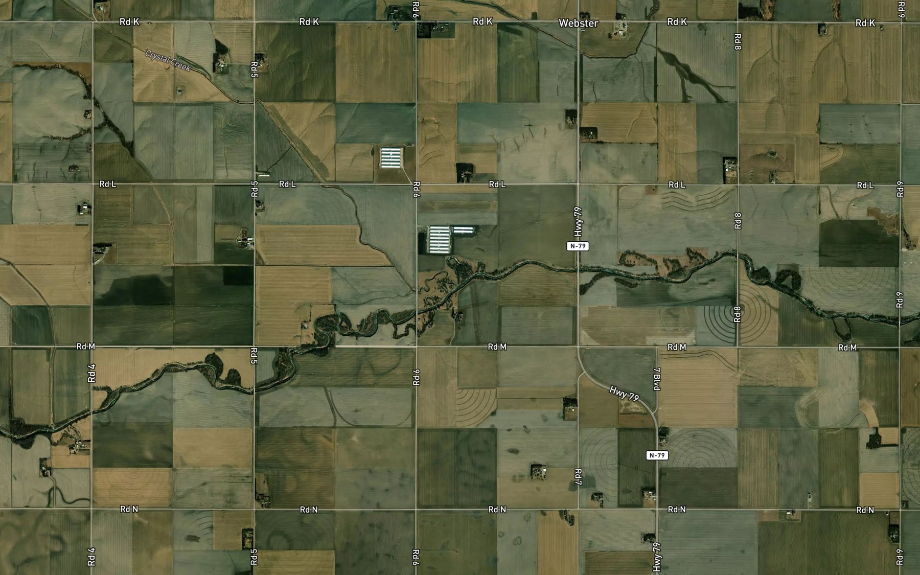 Satellite map of the Crystal Creek