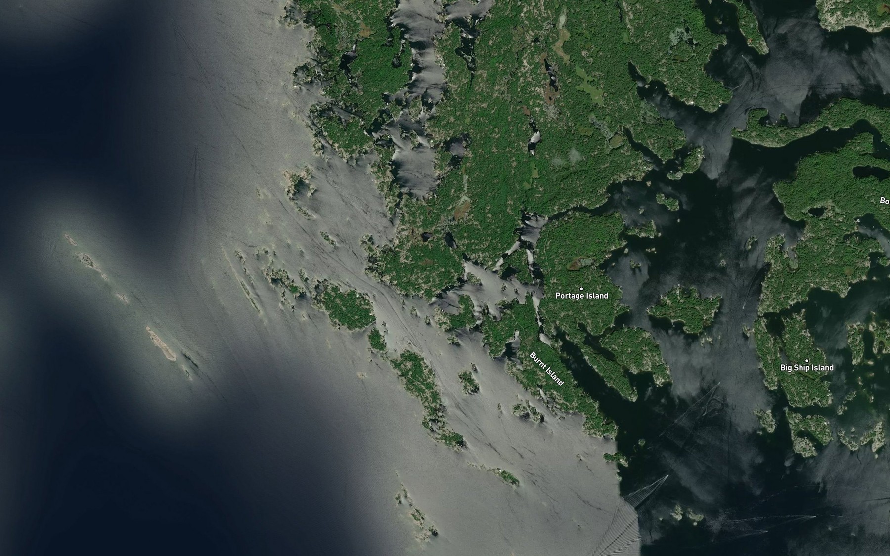 Satellite map of the Muskoka Landing Channel