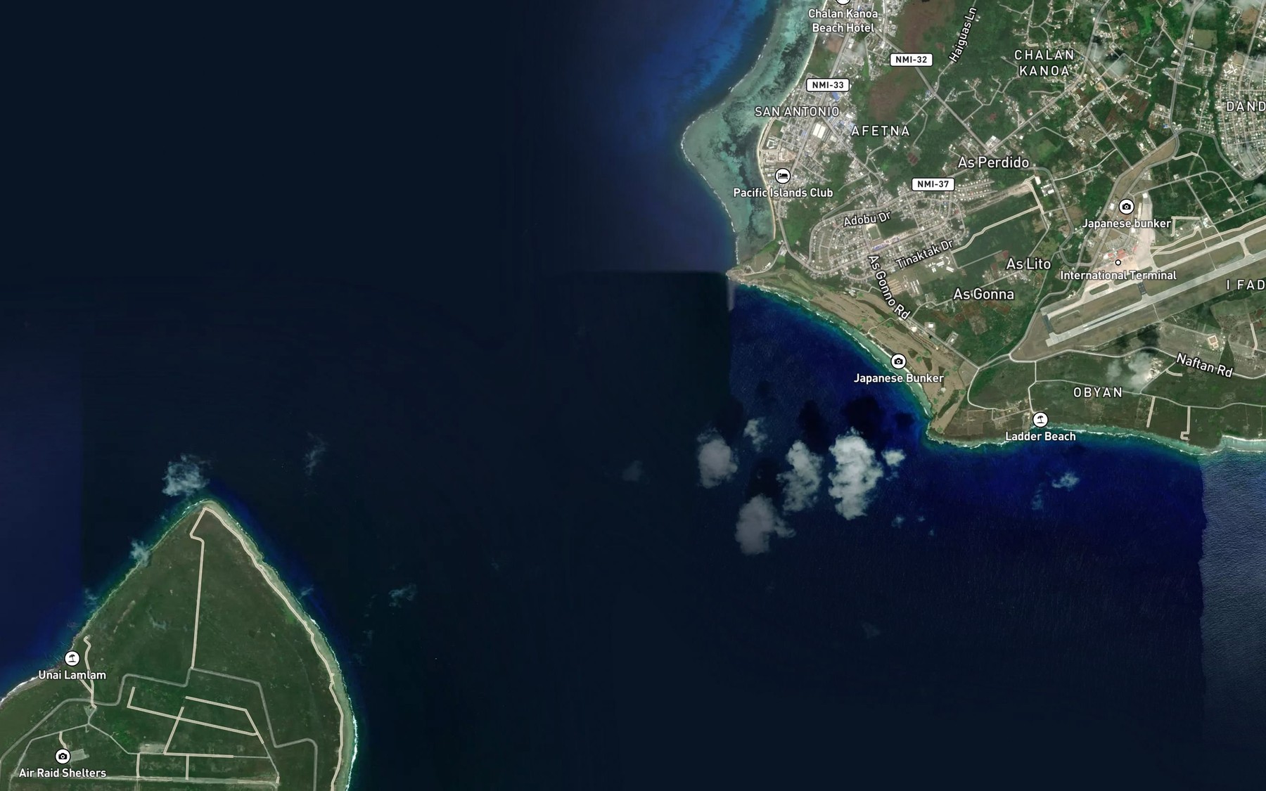 Satellite map of the Saipan Channel