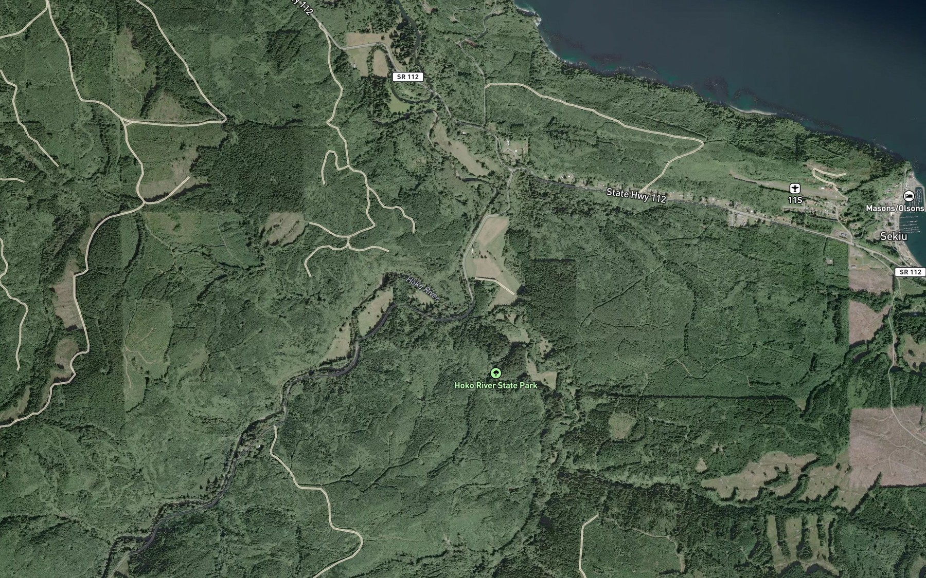 Satellite map of the Little Hoko River