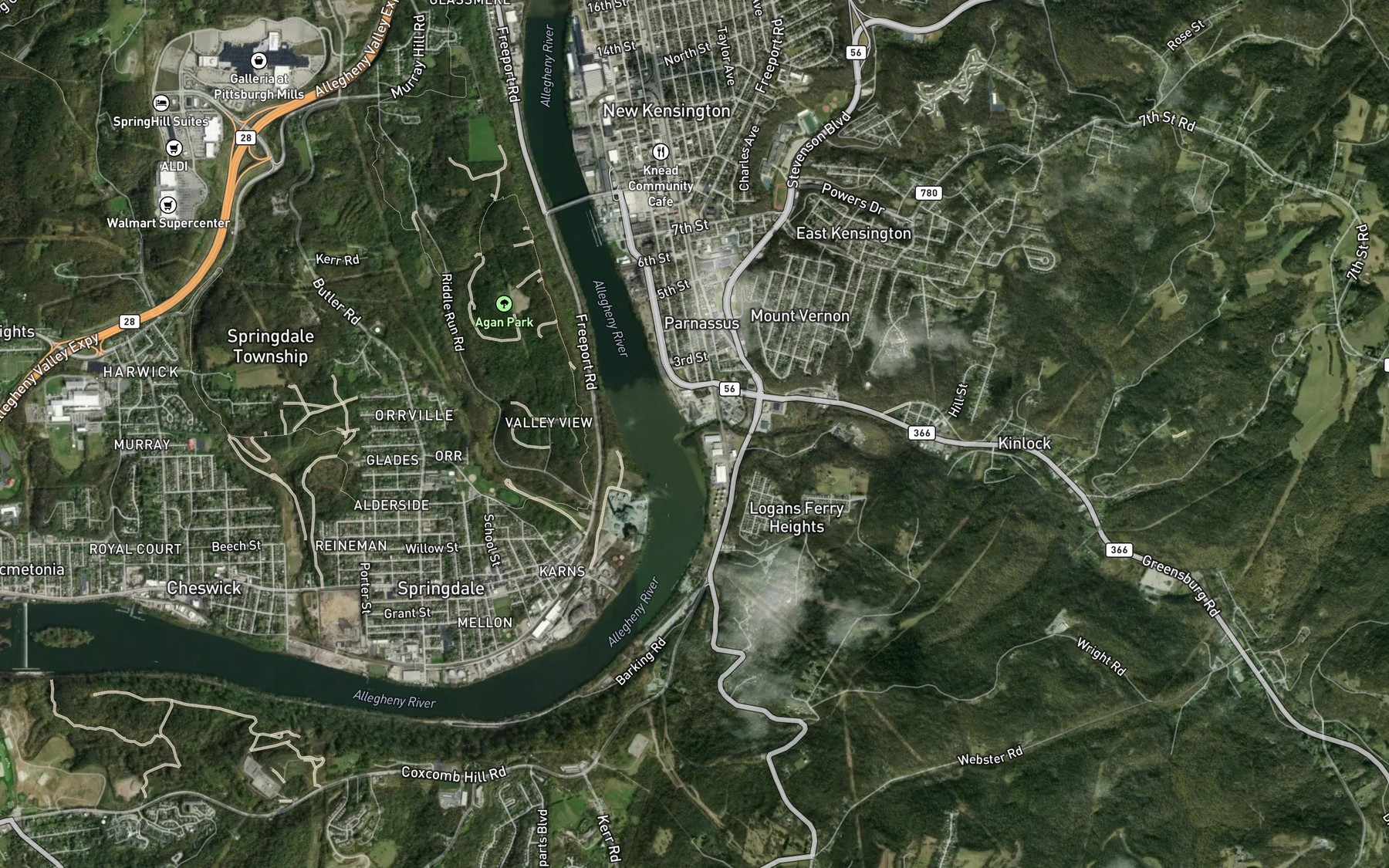 Satellite map of the Pucketa Creek