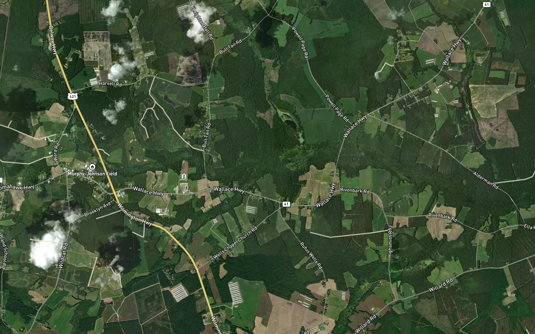 Satellite map of the Pharisee Creek