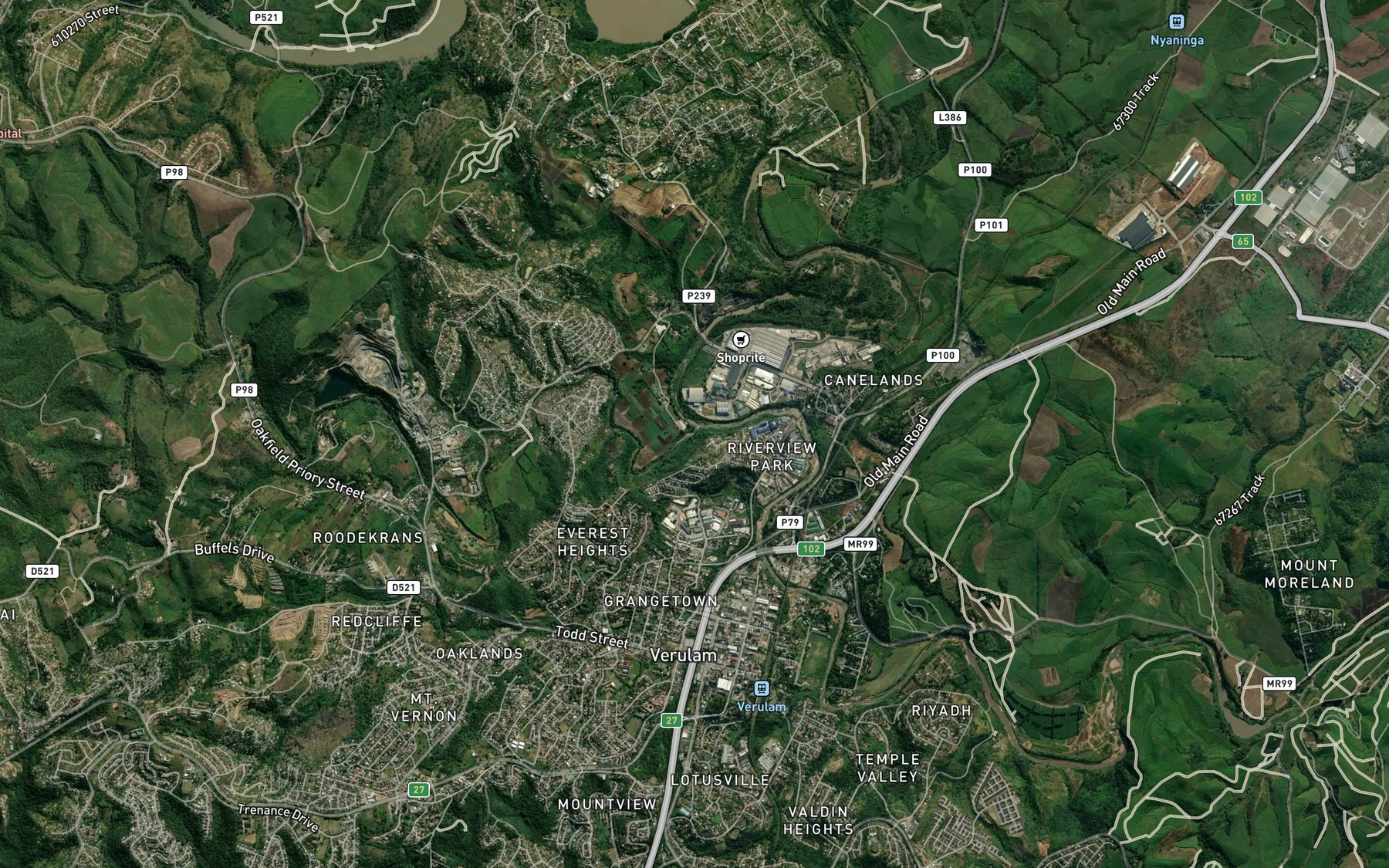 Satellite map of the Black eMhlasini