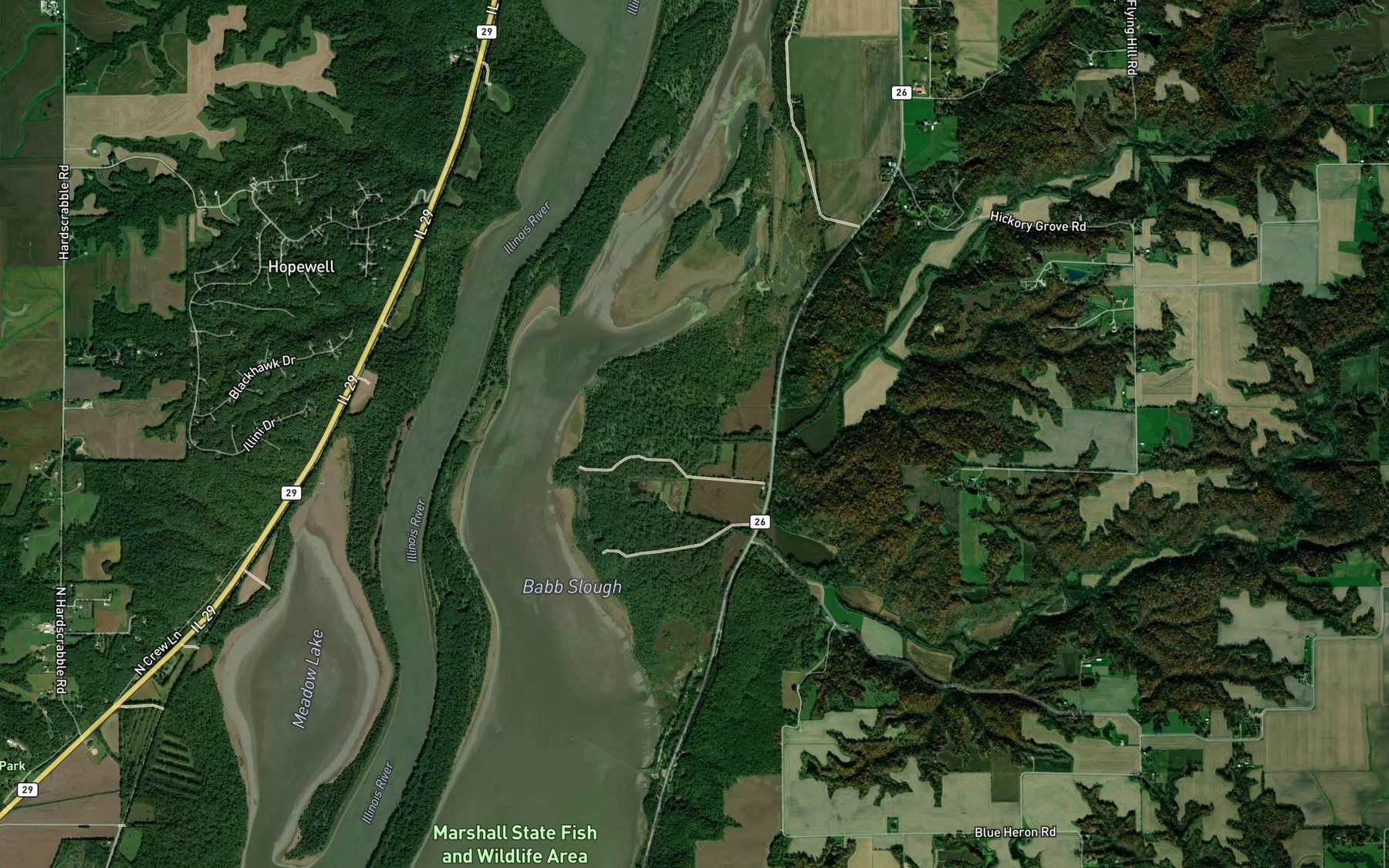 Satellite map of the Strawn Creek