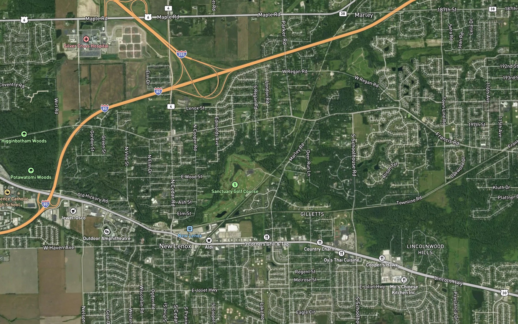 Satellite map of the Marley Creek