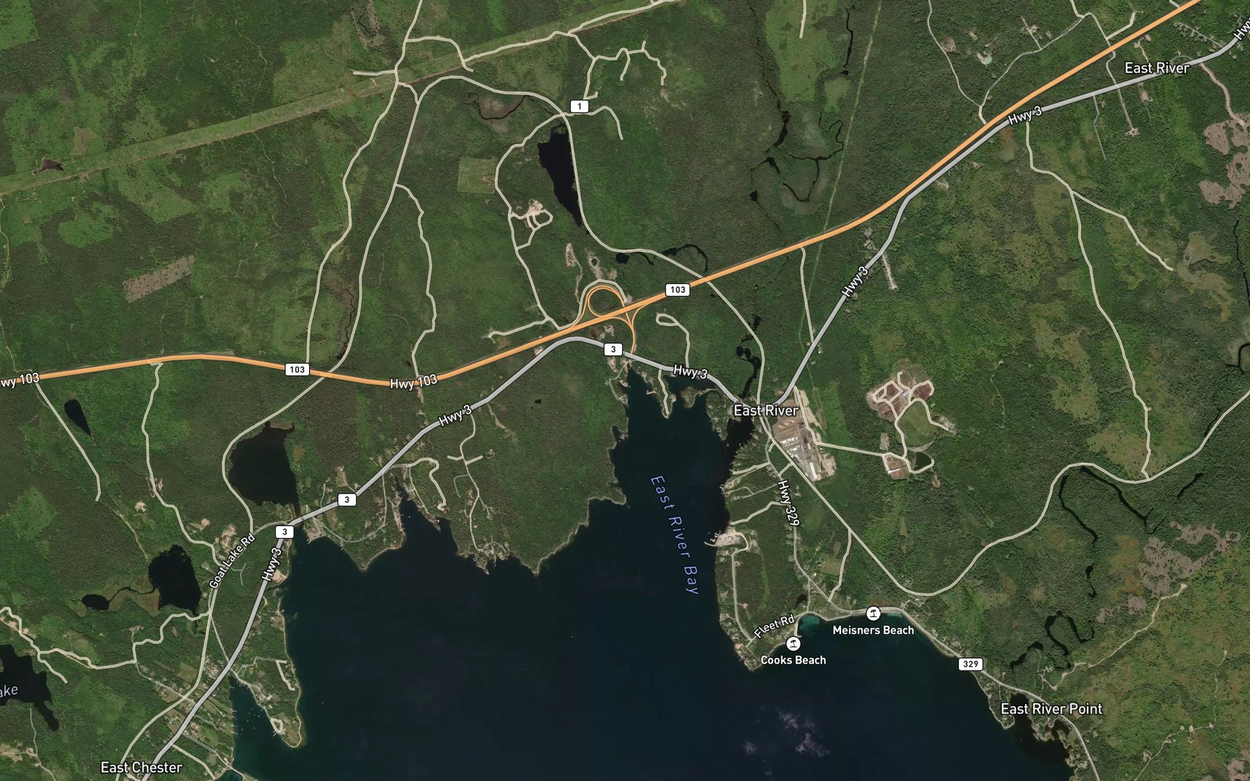 Satellite map of the Mountain Cove