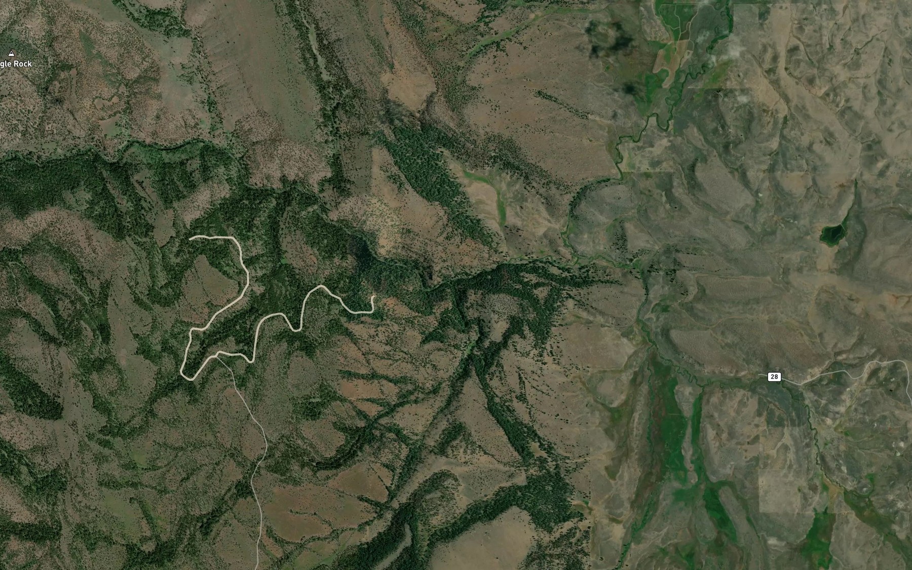 Satellite map of the Boulder Creek