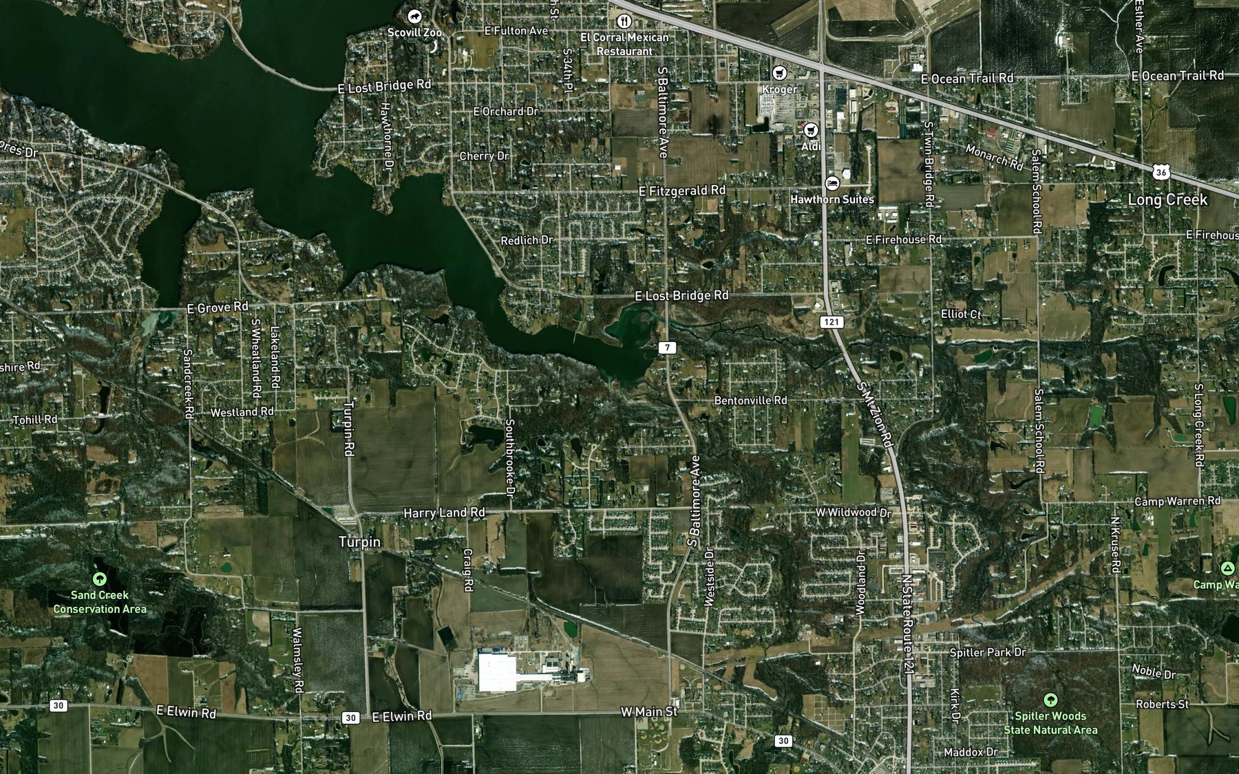 Satellite map of the Finley Creek