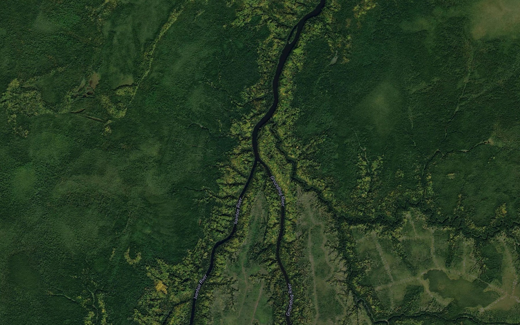 Satellite map of the Ivanhoe River