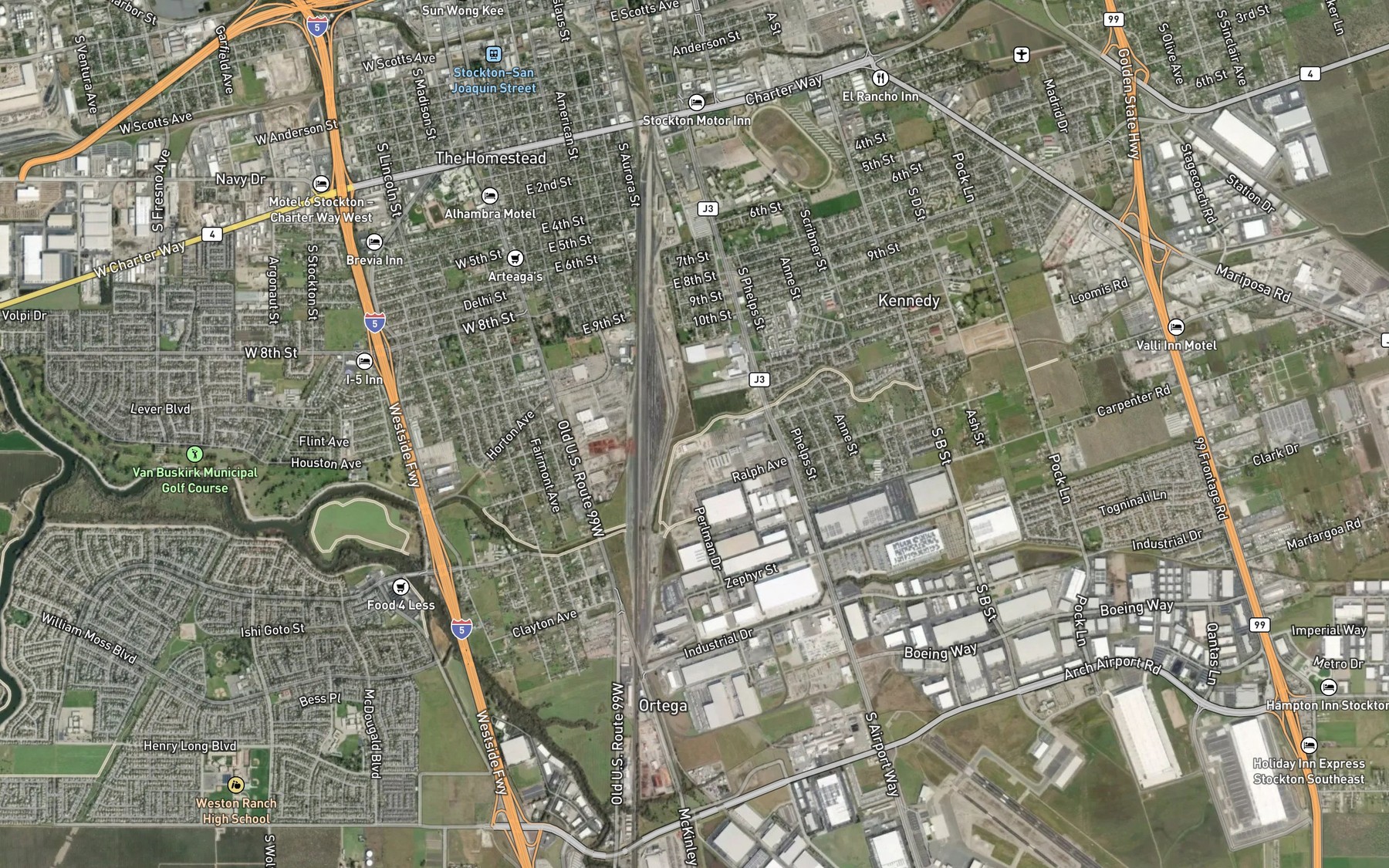 Satellite map of the Duck Creek