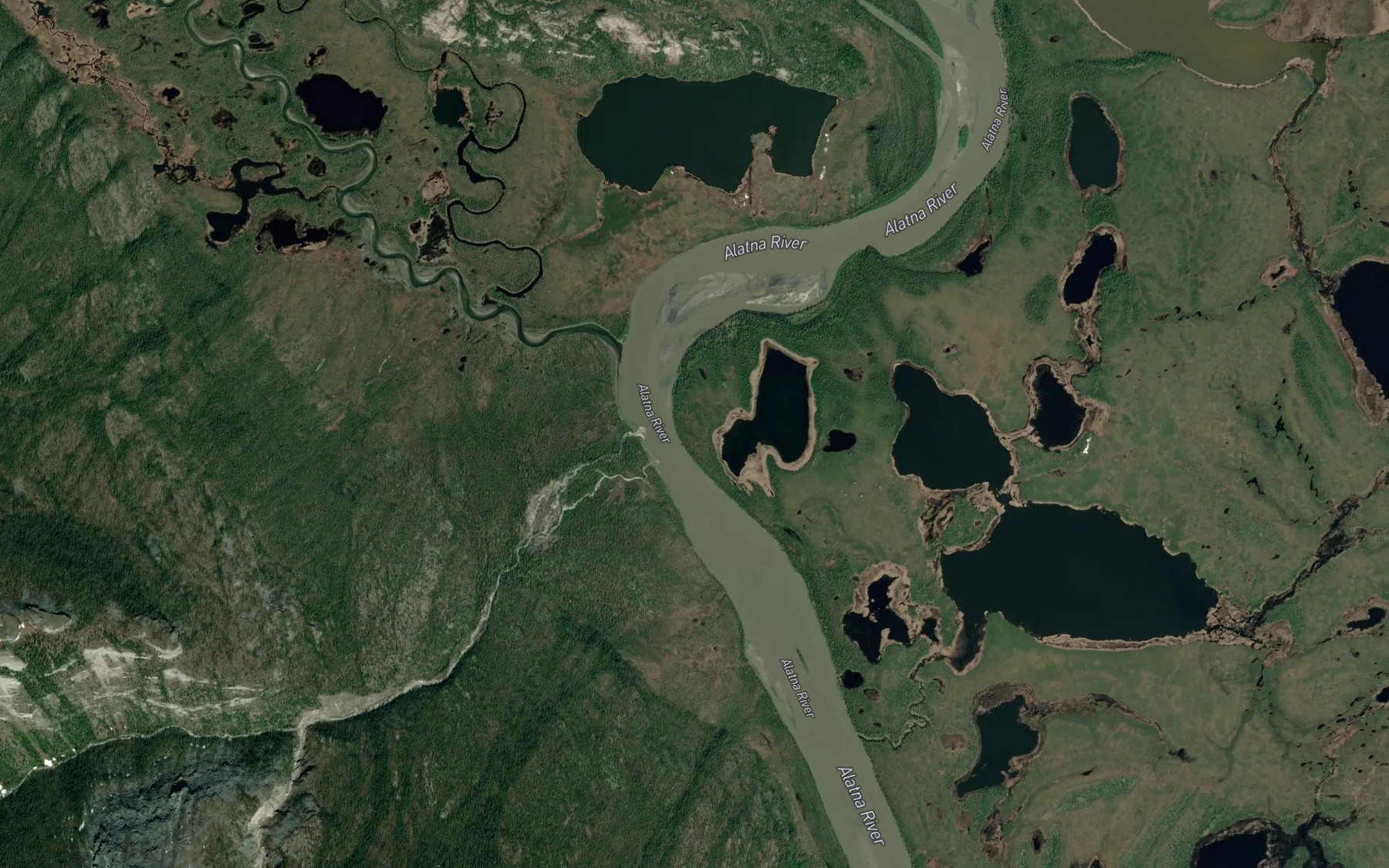 Satellite map of the Takahula River
